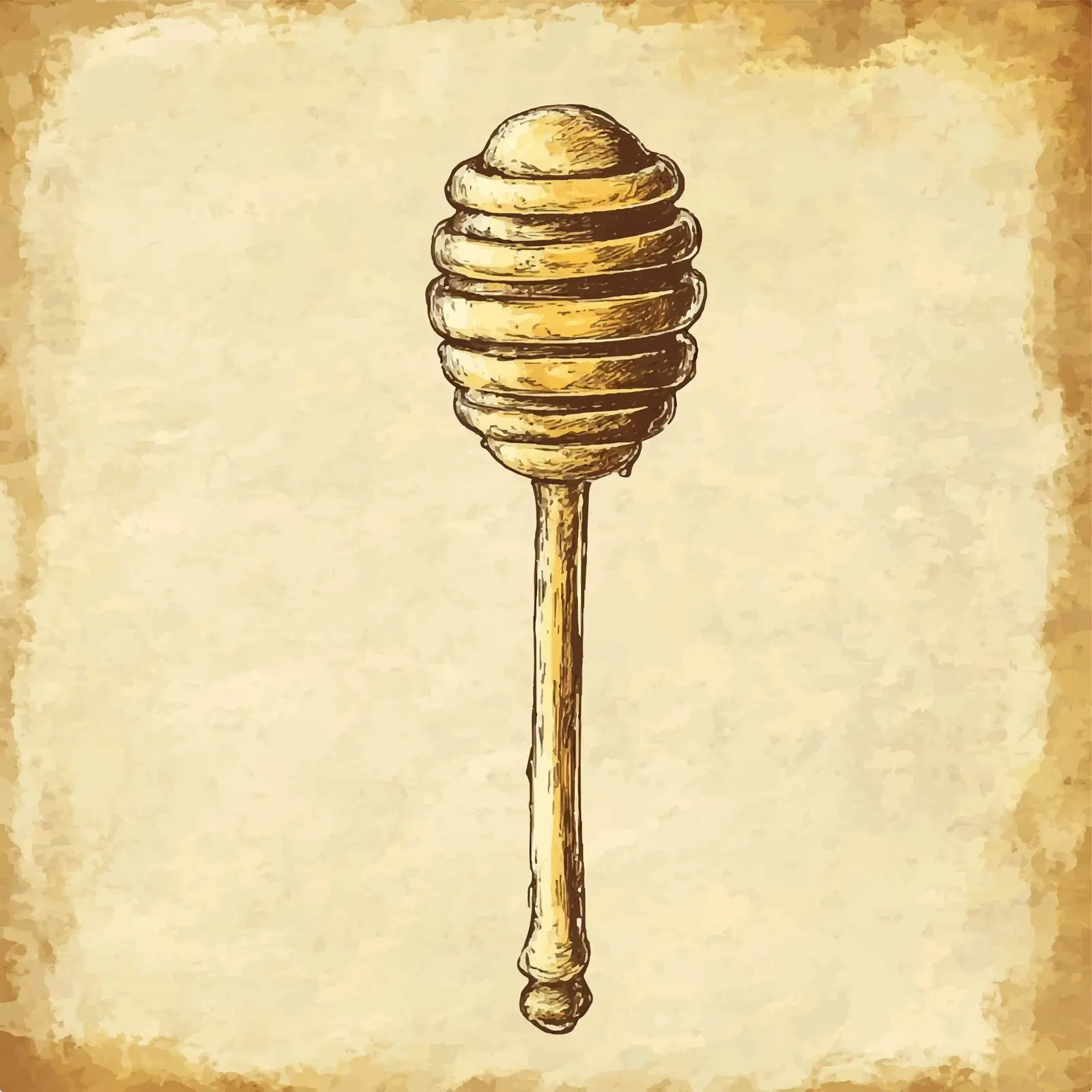 Hand Drawn Honey Dipper Sketch on Old Paper — free download from Dotvec