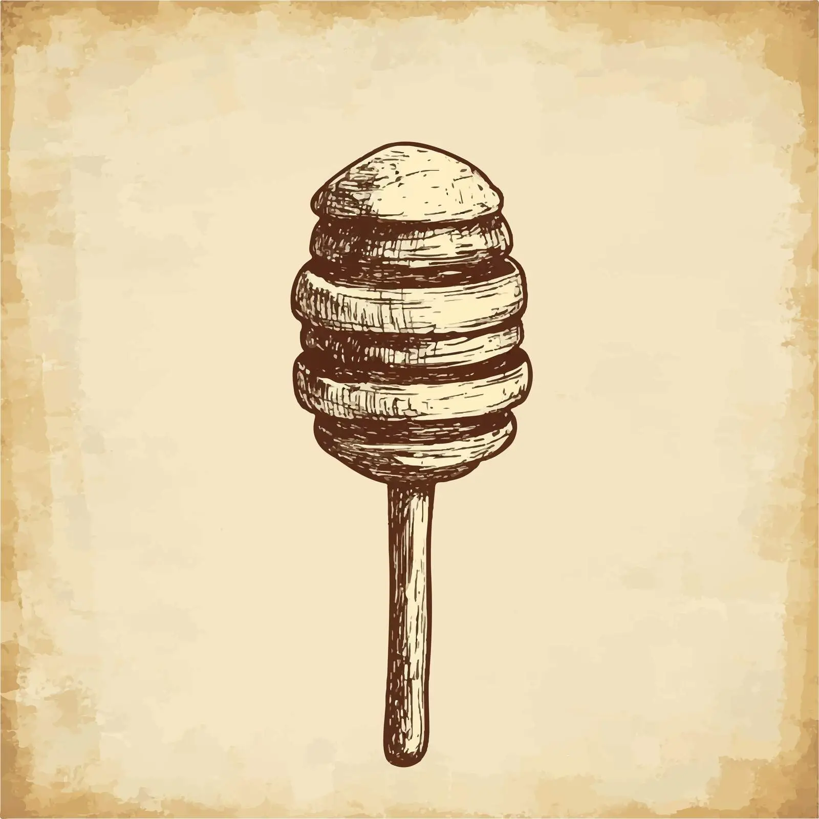 Hand-Drawn Honey Dipper Sketch on Old Paper – free old paper texture image from Dotvec