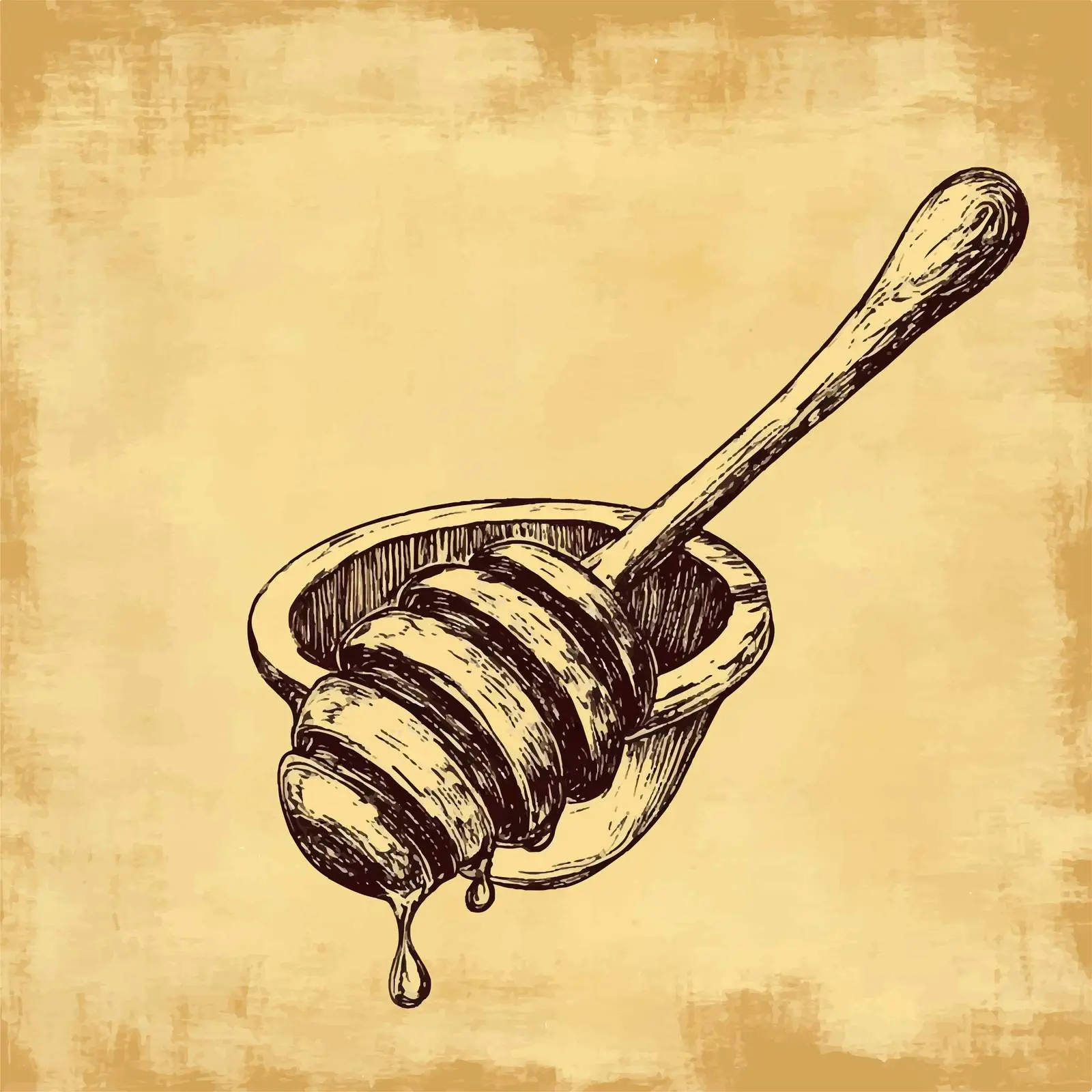 Hand-Drawn Honey Dipper Sketch on Vintage Paper — free download from Dotvec