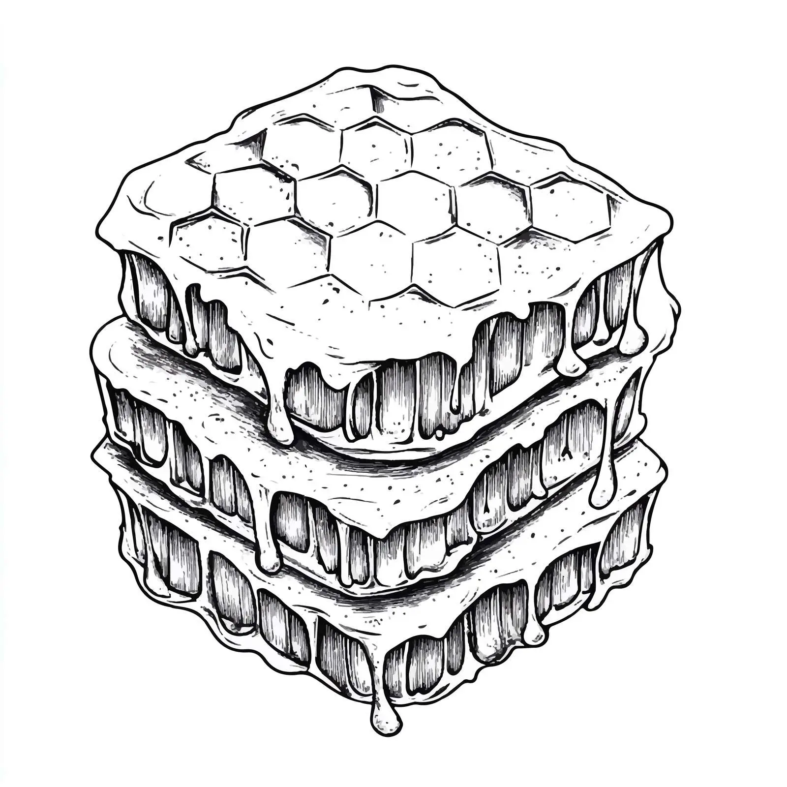 Hand Drawn Honeycomb Slice Sketch — free download from Dotvec