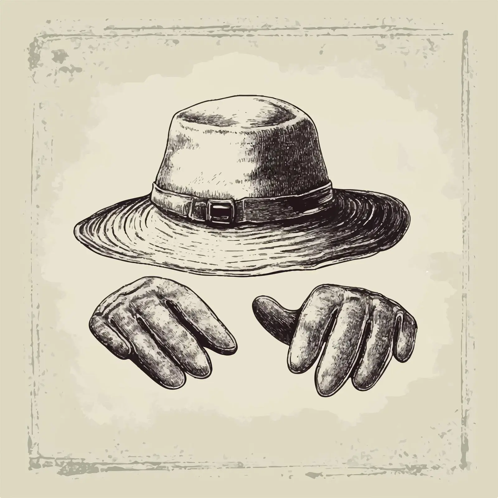 Hand-Drawn Household Gloves Sketch on Old Paper — free download from Dotvec