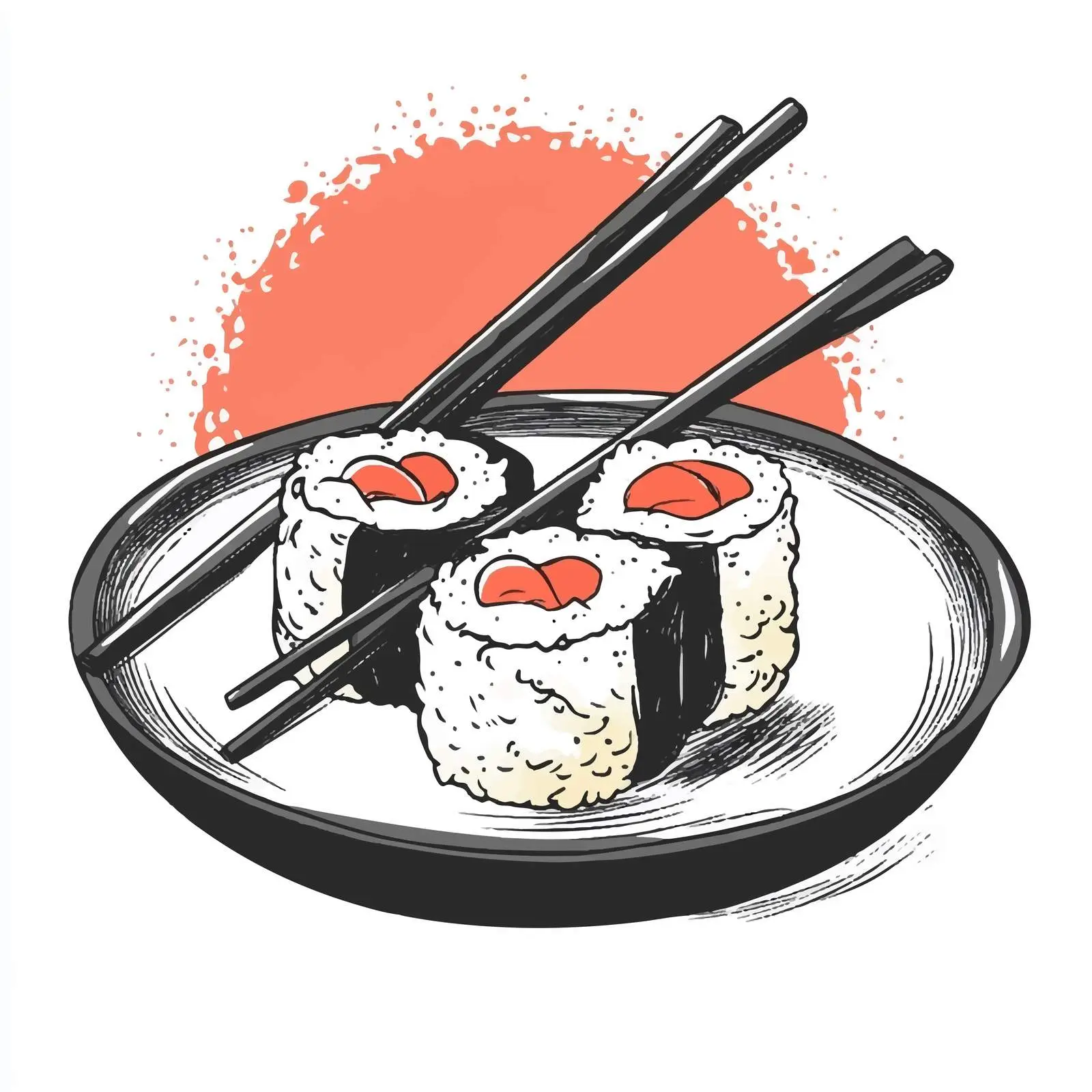 Hand Drawn Japanese Rice with Chopsticks — free download from Dotvec