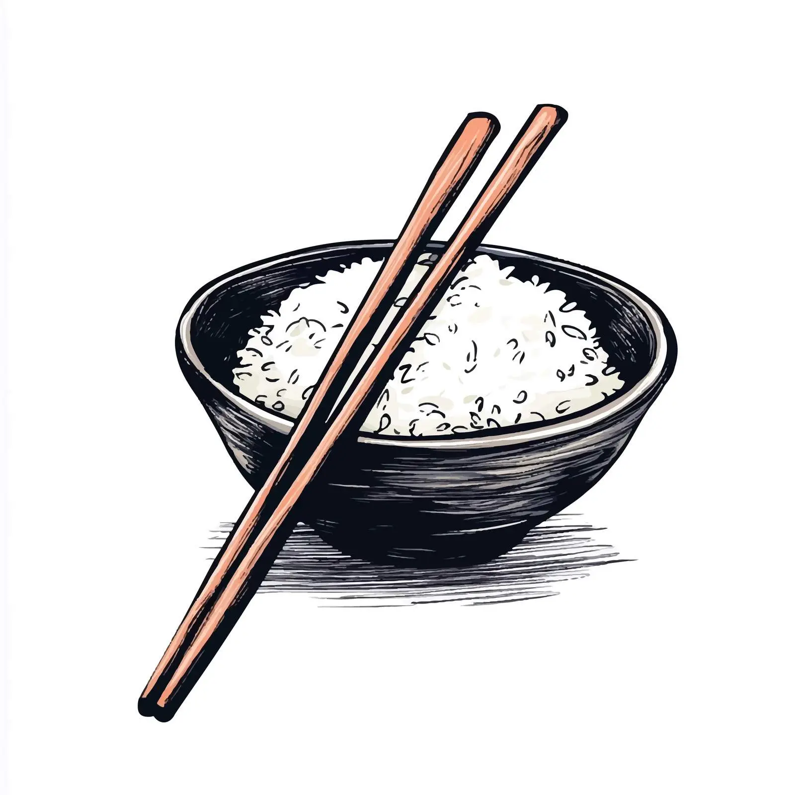 Hand-Drawn Japanese Rice with Chopsticks Illustration — free download from Dotvec