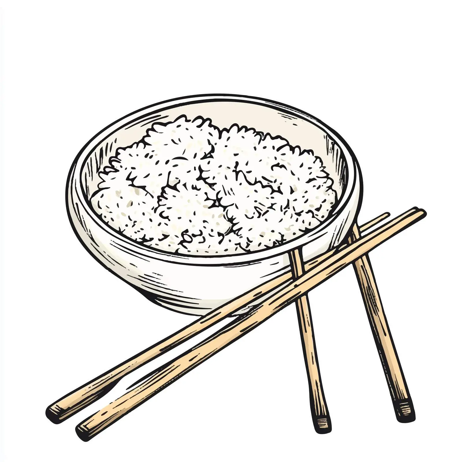 Hand-Drawn Japanese Rice with Chopsticks – free chopsticks image from Dotvec