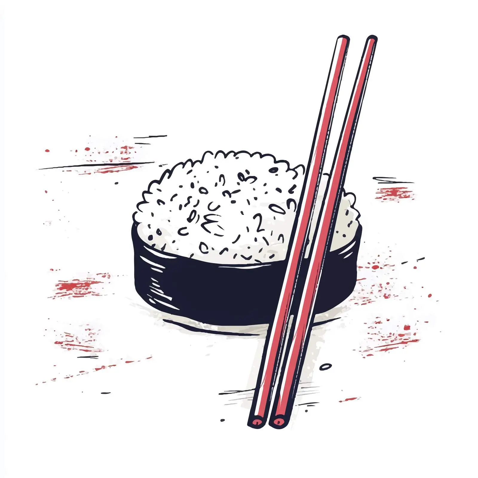 Hand-Drawn Japanese Rice with Chopsticks — free download from Dotvec