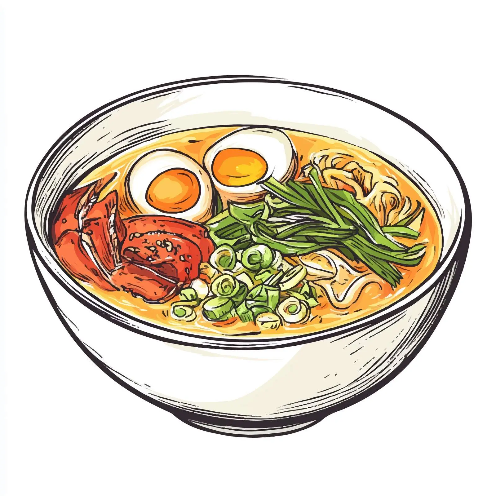 Hand-Drawn Japanese Soup on White Background — free download from Dotvec