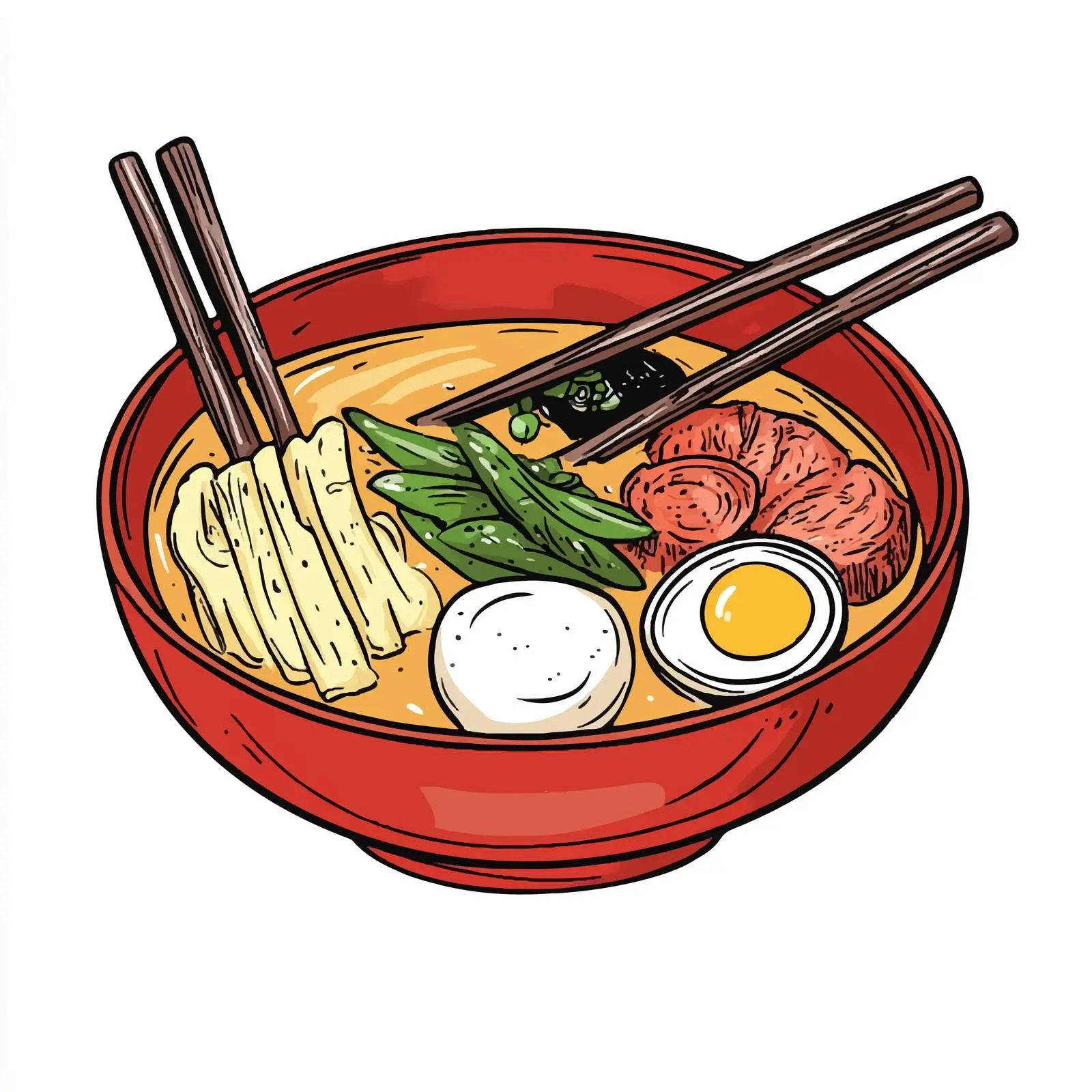 Hand-Drawn Japanese Soup Isolated on White Background — free download from Dotvec