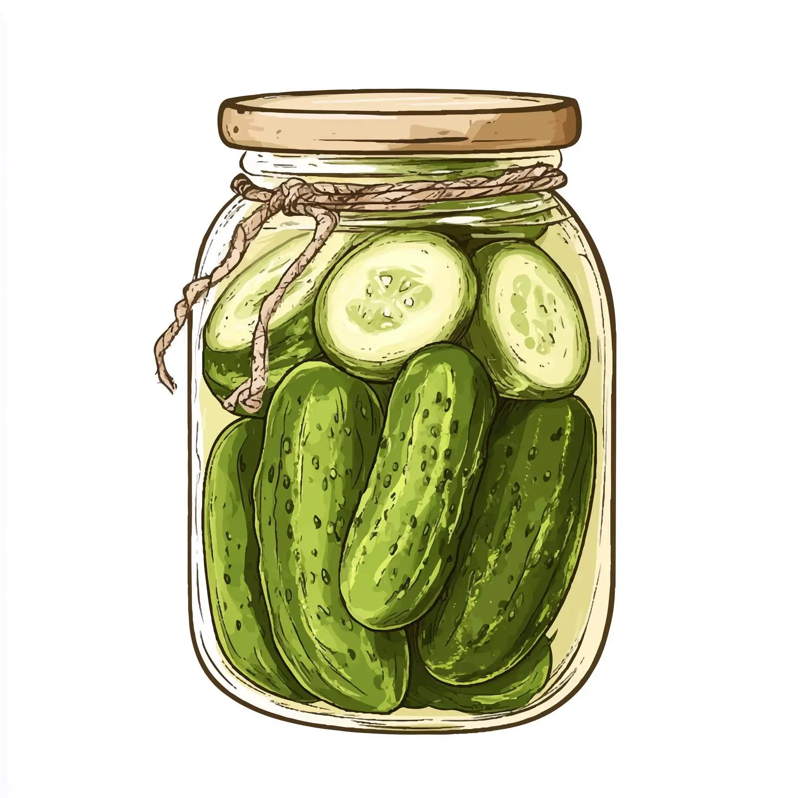 Hand Drawn Pickled Cucumbers Jar Vector Illustration – free pickled image from Dotvec
