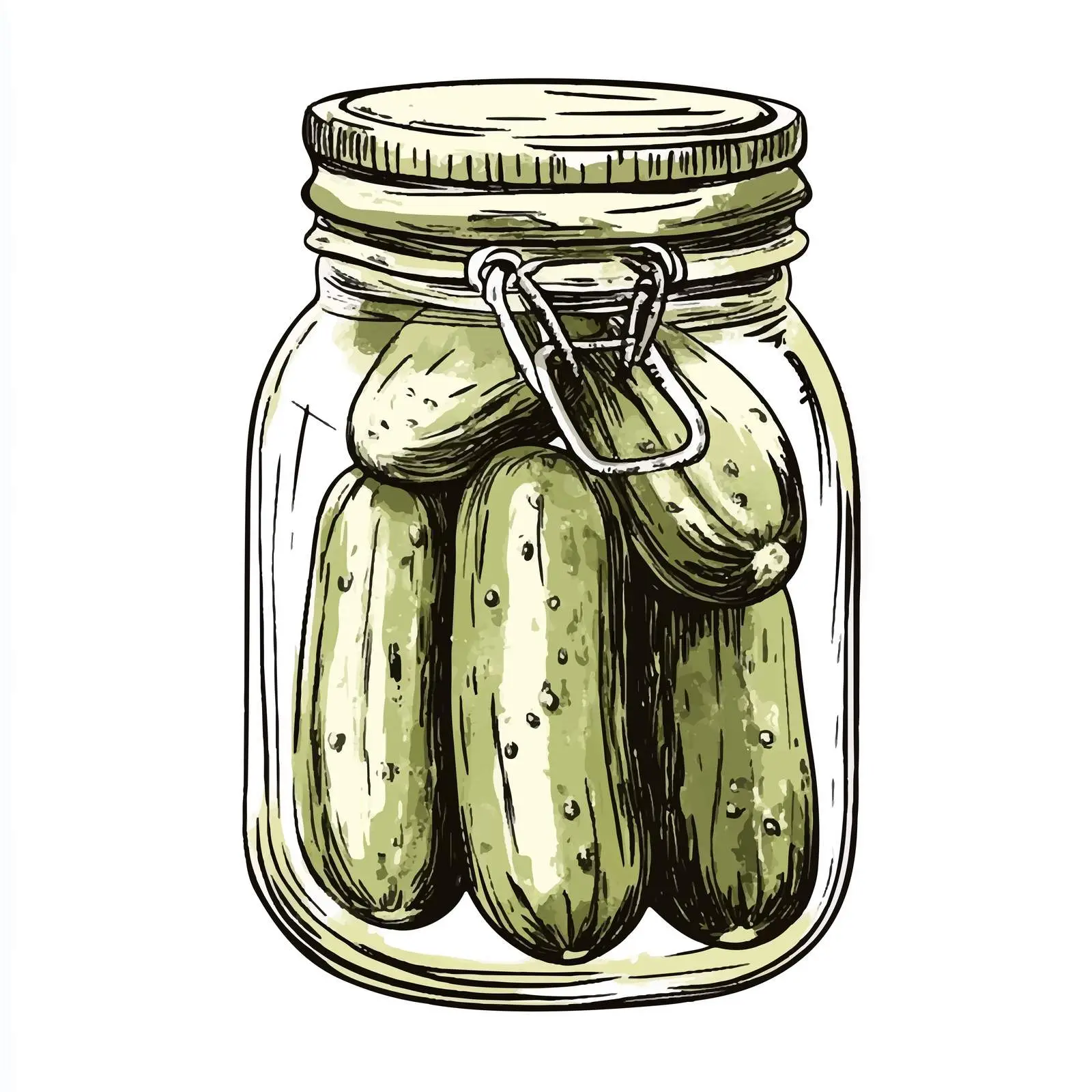 Hand-Drawn Pickled Cucumbers Jar Vector Sketch — free download from Dotvec
