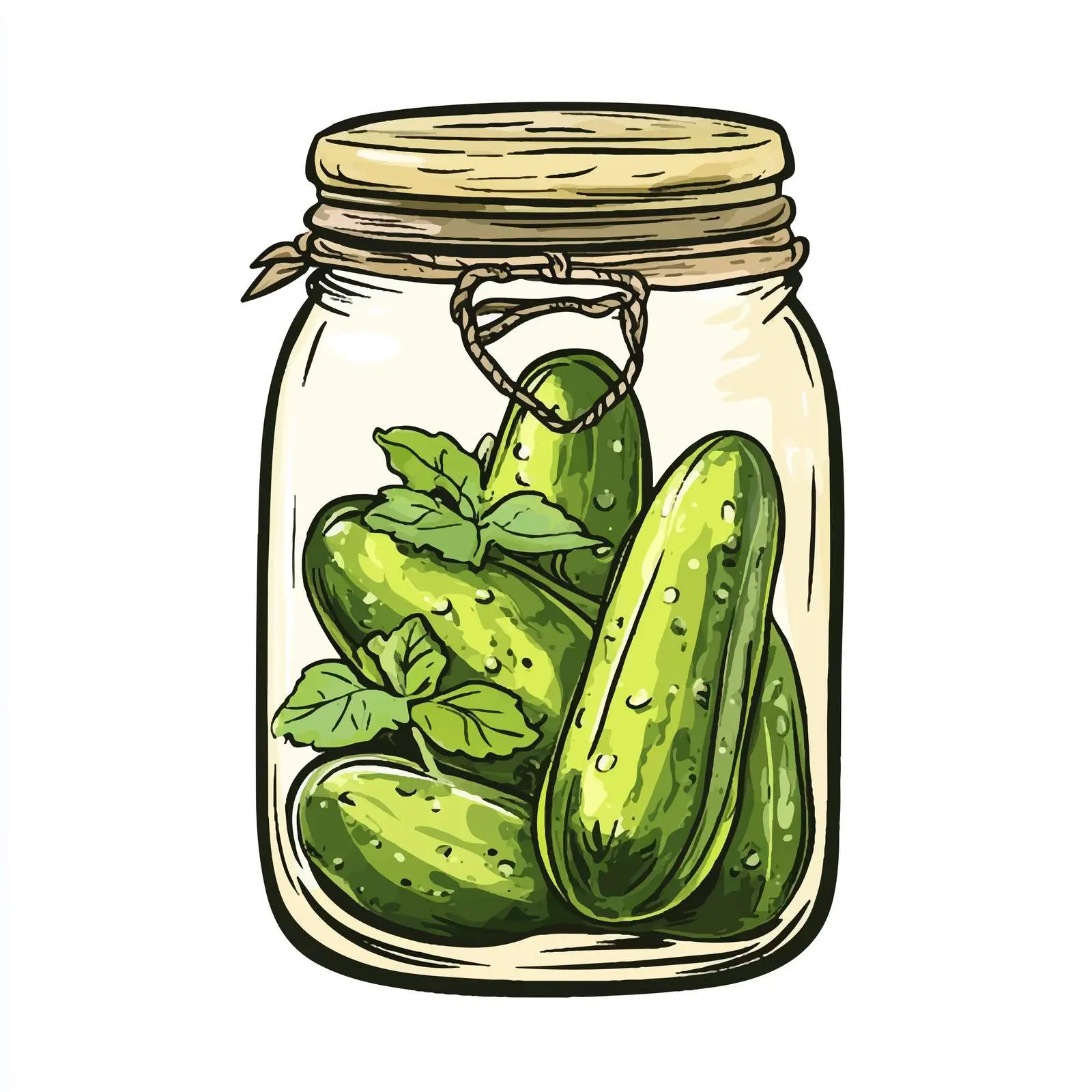Hand-Drawn Pickled Cucumbers Jar Illustration – free pickled image from Dotvec