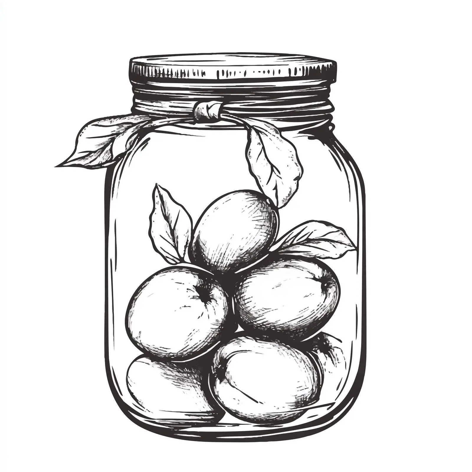 Hand-Drawn Pickled Peaches Jar Sketch – free pickled image from Dotvec