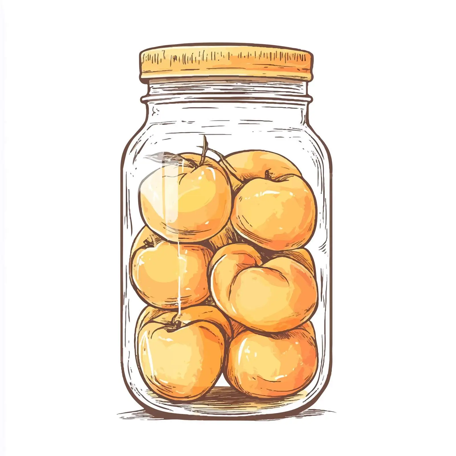 Hand-Drawn Jar of Pickled Peaches Sketch — free download from Dotvec