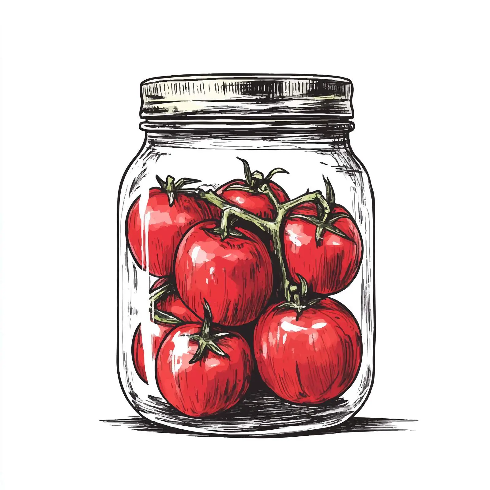 Hand-Drawn Pickled Tomatoes Jar Sketch — free download from Dotvec