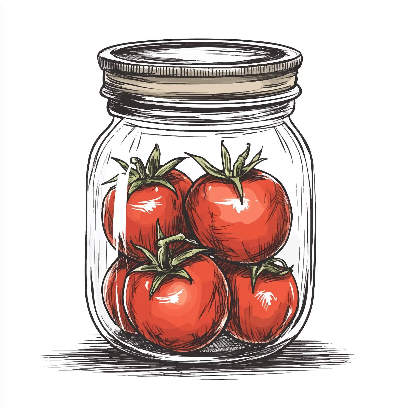 Hand Drawn Pickled Tomatoes Jar Illustration — free download from Dotvec