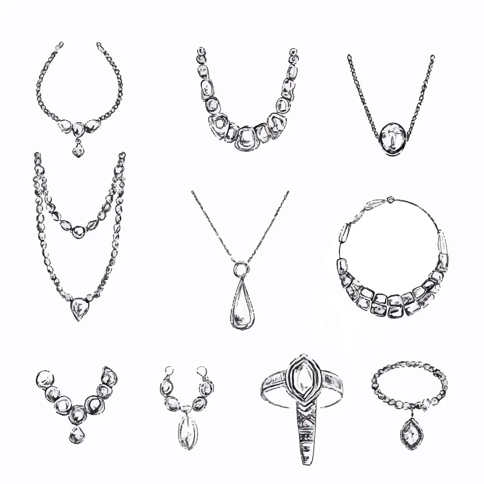 Hand Drawn Jewelry Sketches Collection — free download from Dotvec