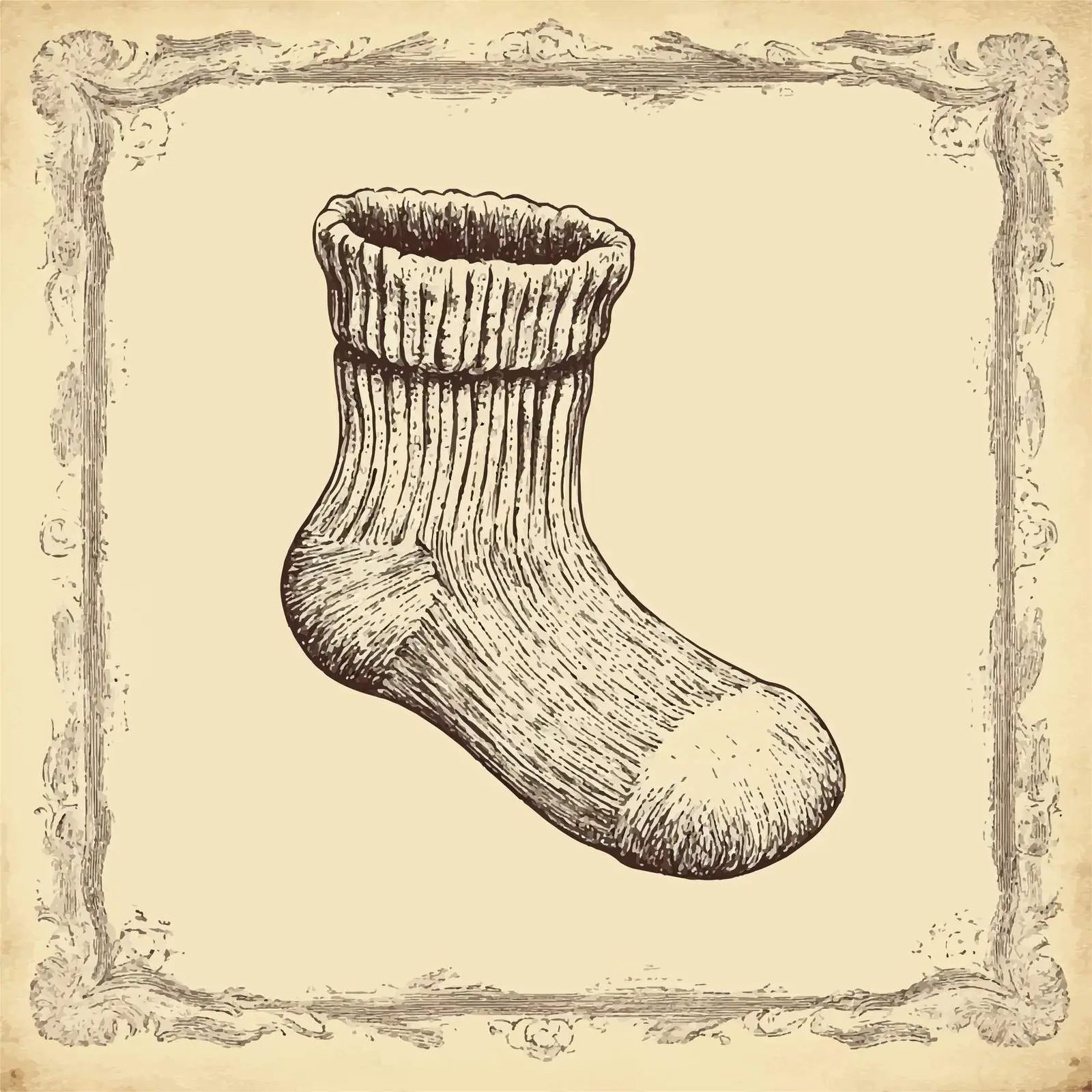 Hand Drawn Kid Wool Sock Sketch — free download from Dotvec