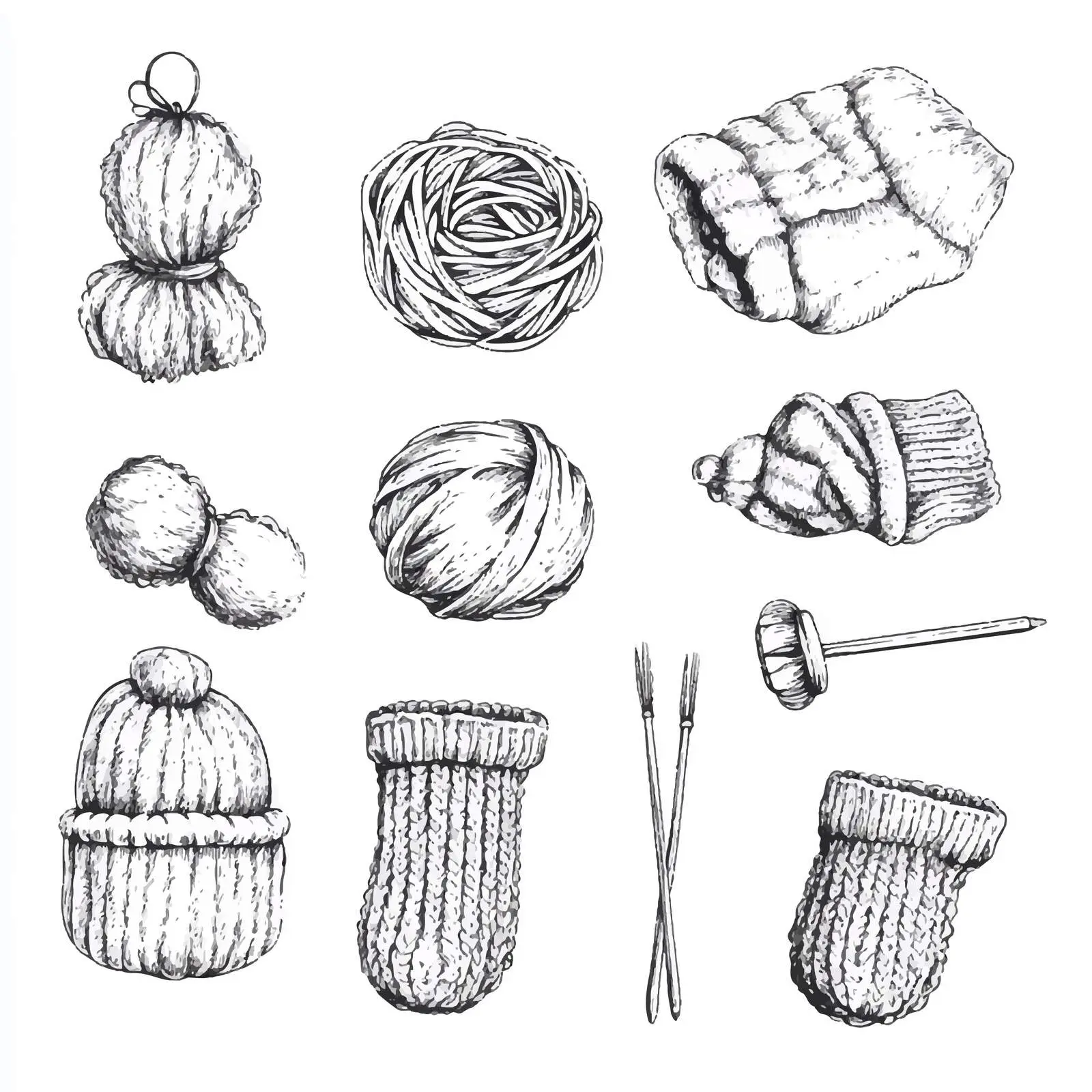 Hand Drawn Knitting Sketches Collection – free tangle image from Dotvec