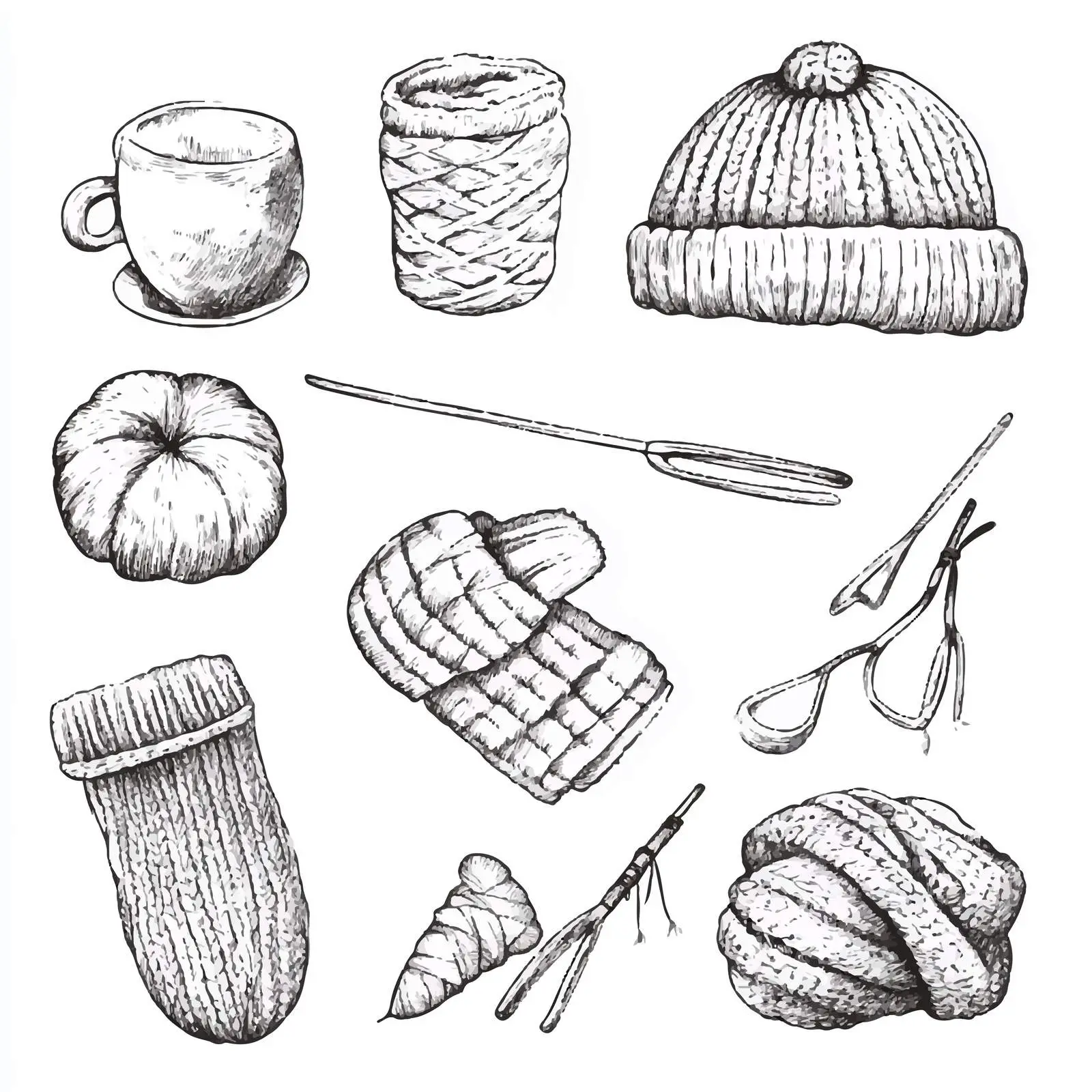 Hand Drawn Knitting Sketches Collection – free knitwear image from Dotvec