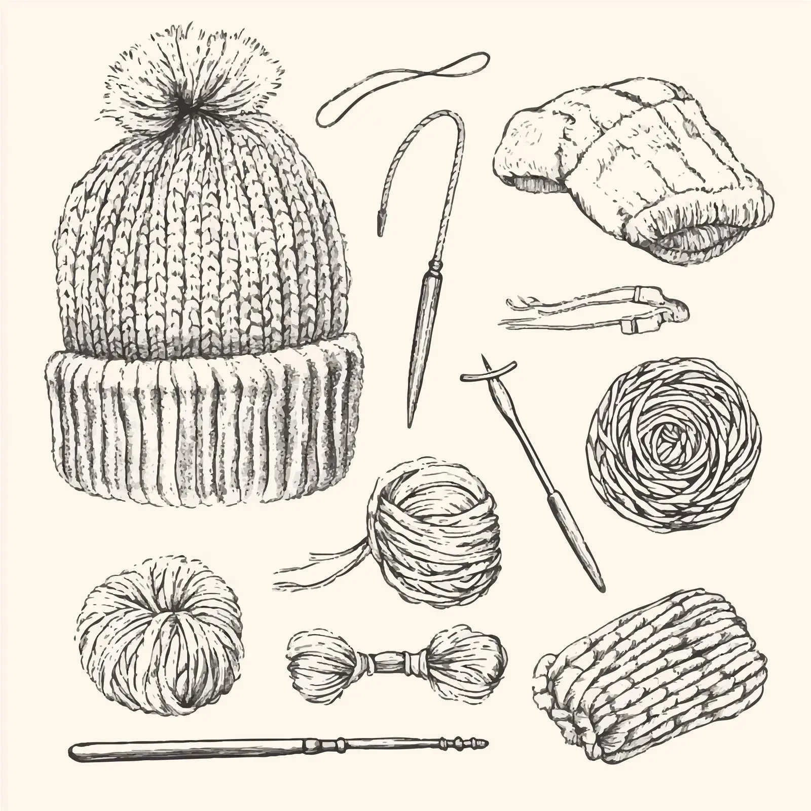 Hand Drawn Knitting Sketches Collection – free knitwear image from Dotvec