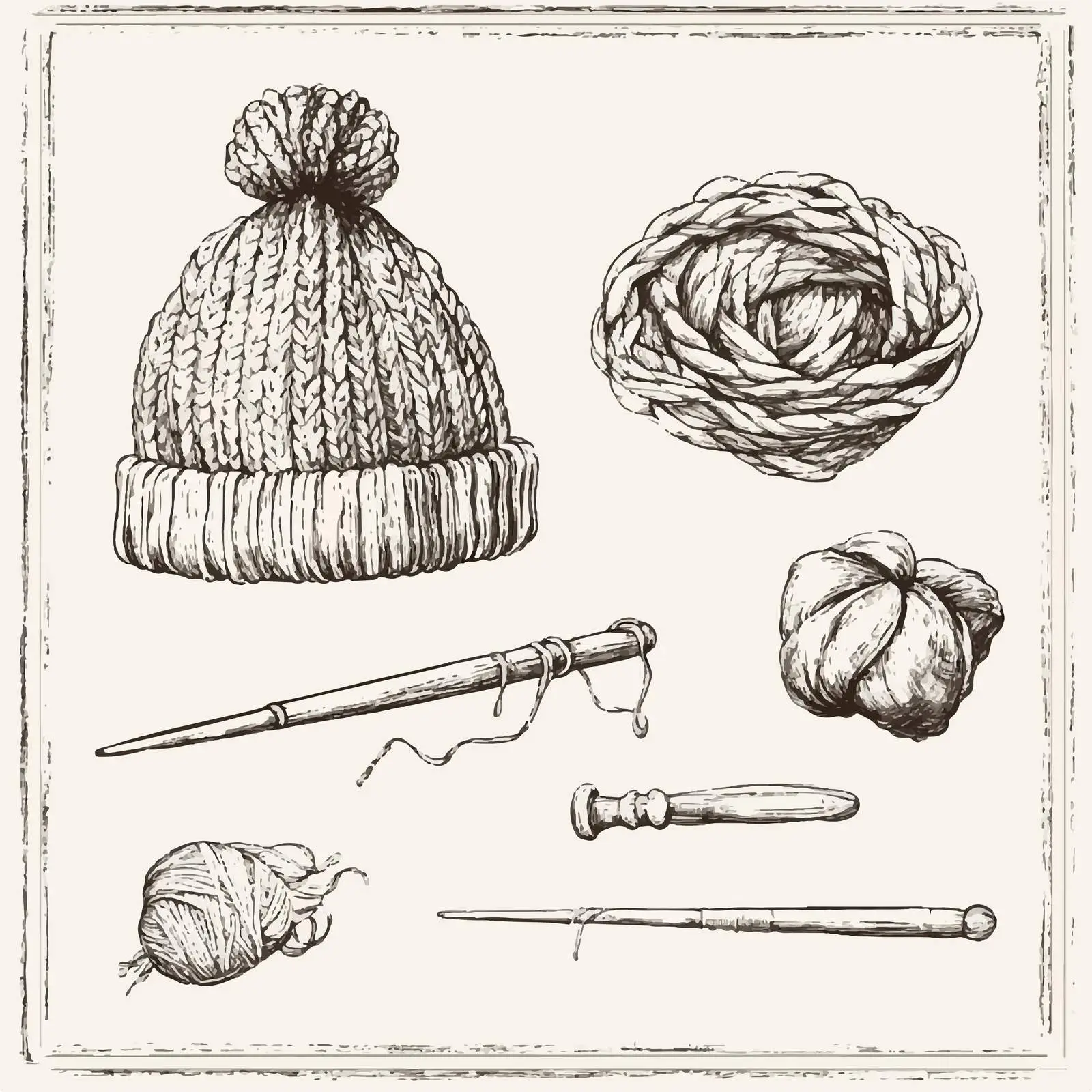 Hand Drawn Knitting Sketches Collection – free knitwear image from Dotvec