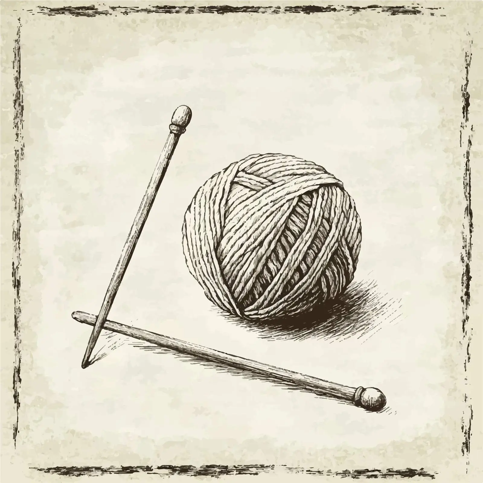 Hand Drawn Knitting Wool and Needles Sketch – free knitwear image from Dotvec