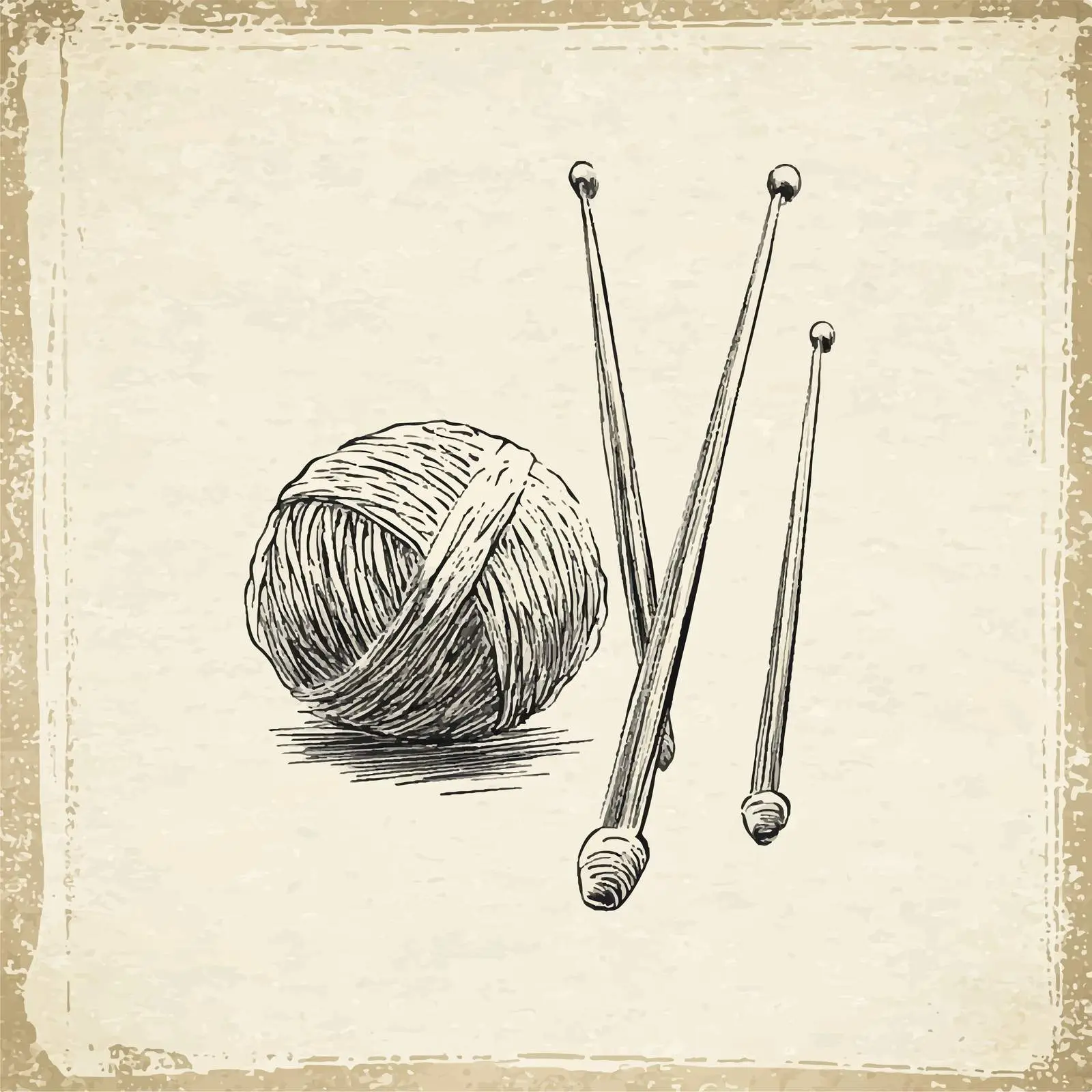 Hand-Drawn Knitting Wool and Needles Sketch – free knitwear image from Dotvec