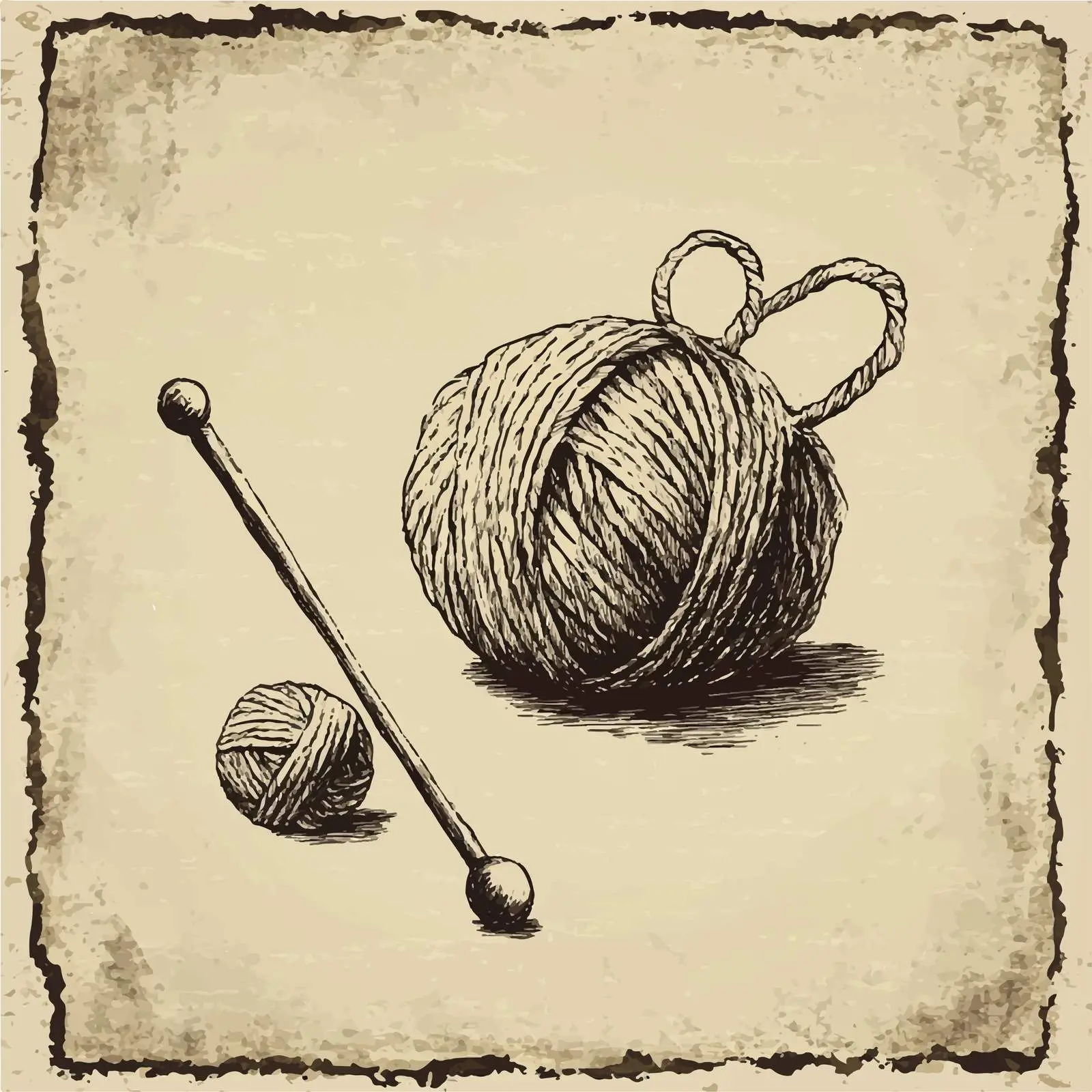 Hand Drawn Knitting Wool and Needles Sketch — free download from Dotvec