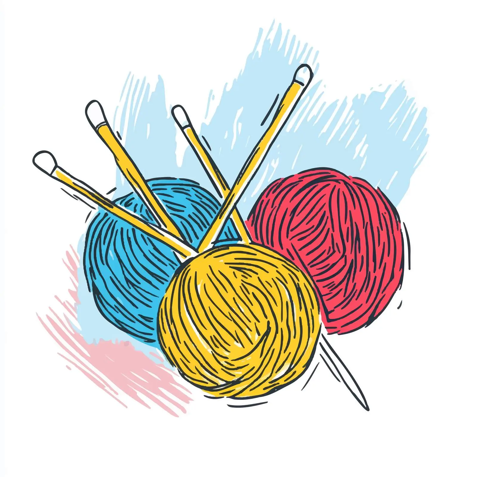 Hand Drawn Knitting Wool and Needles Illustration – free knitwear image from Dotvec