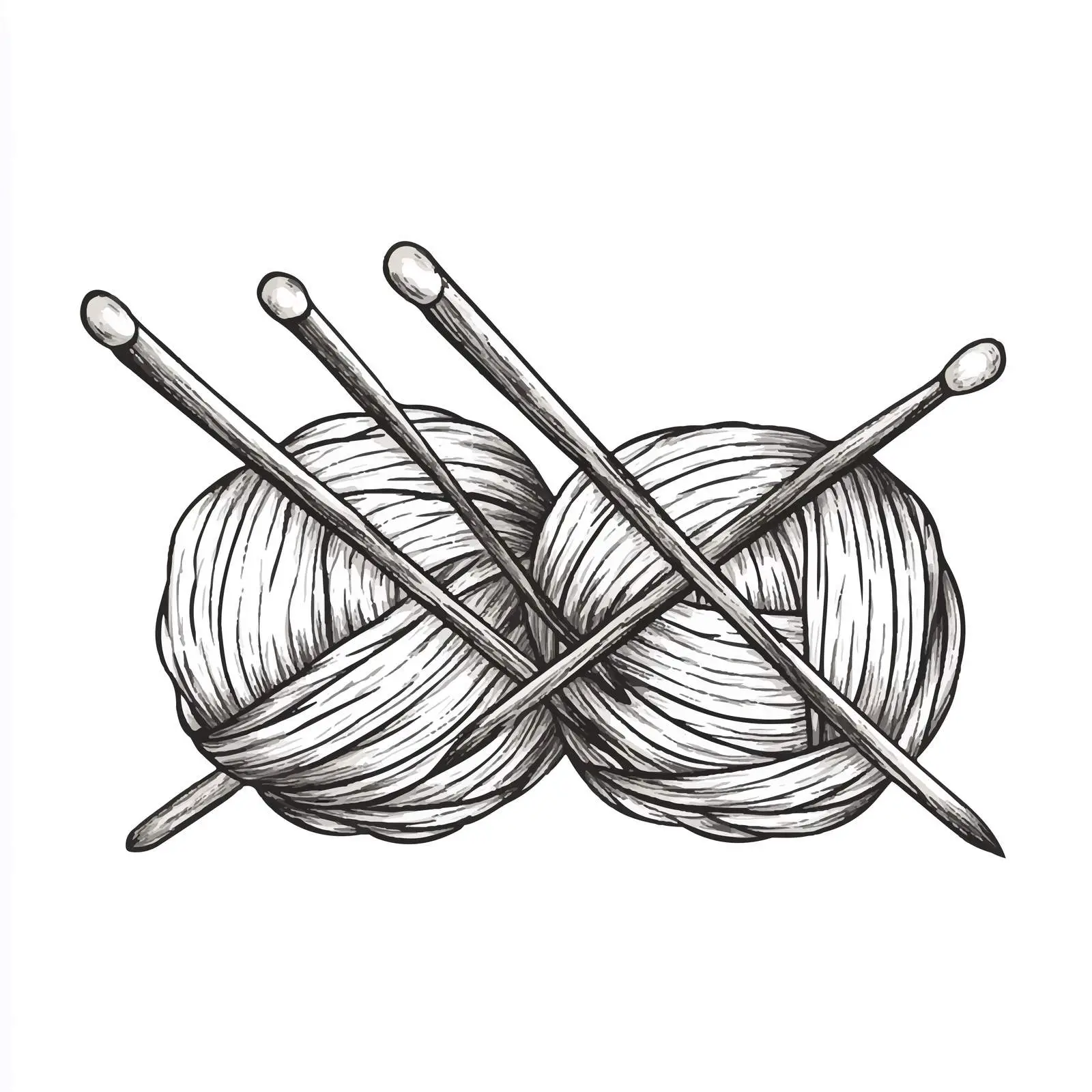 Hand-Drawn Knitting Wool and Needles Sketch – free knitwear image from Dotvec