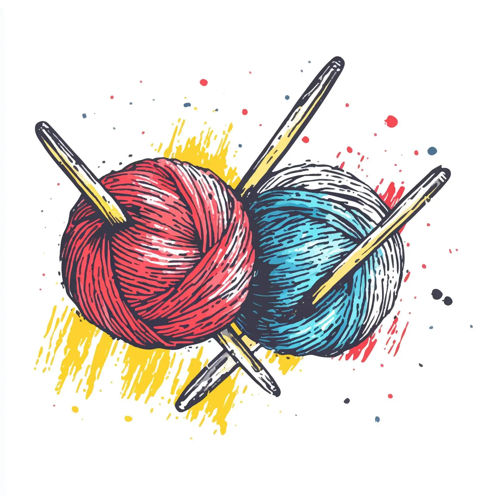 Hand Drawn Knitting Wool and Needles Sketch — free download from Dotvec
