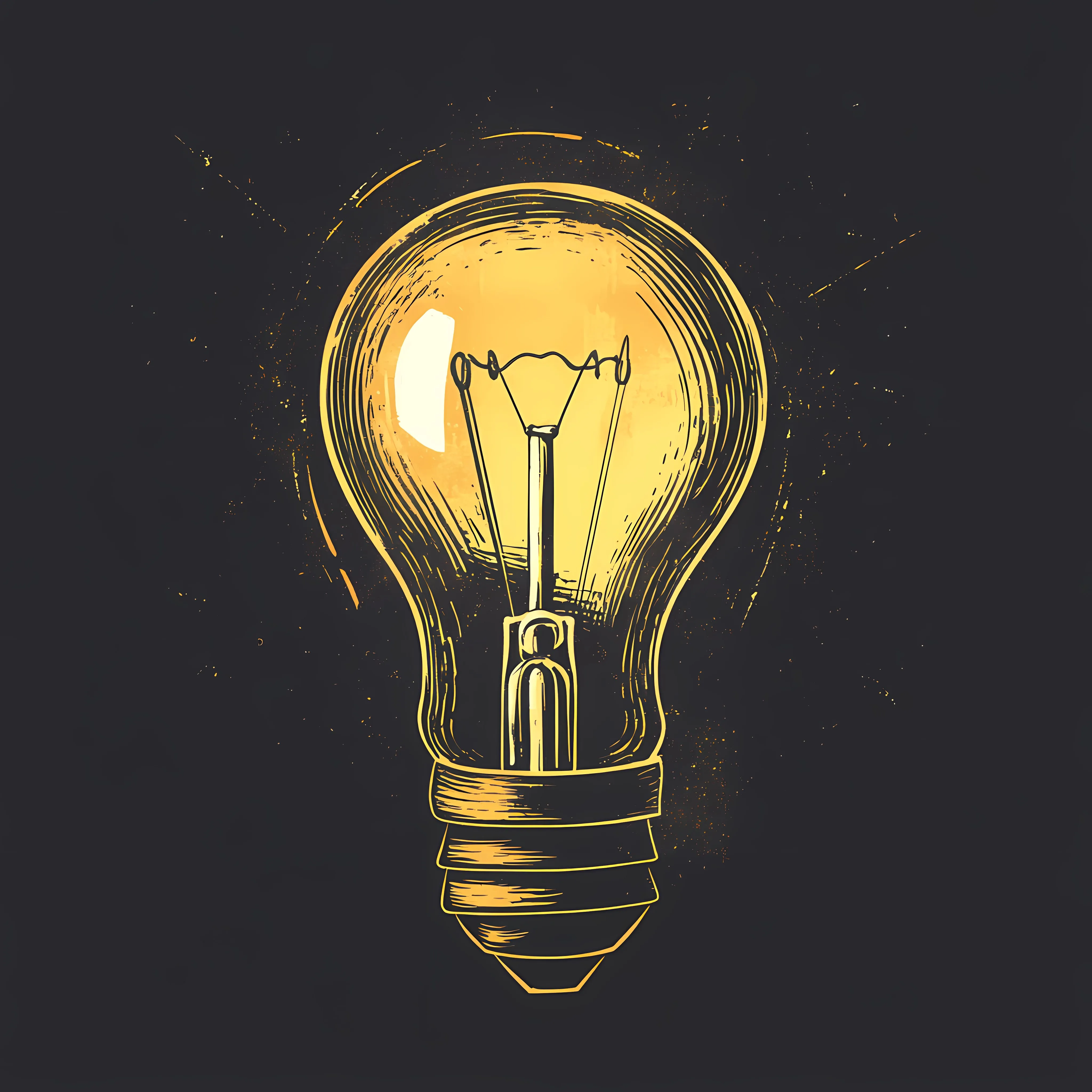 Hand Drawn Light Bulb on Dark Background — free download from Dotvec