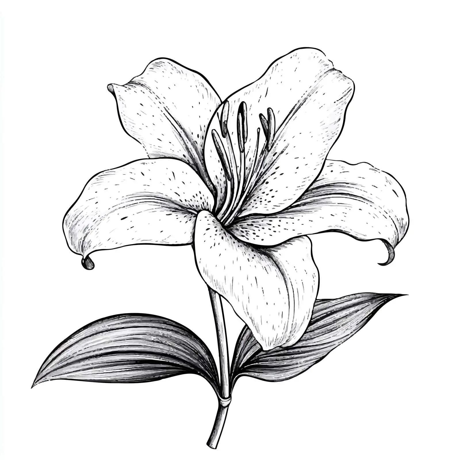 Hand-Drawn Isolated Lily Flower Sketch — free download from Dotvec
