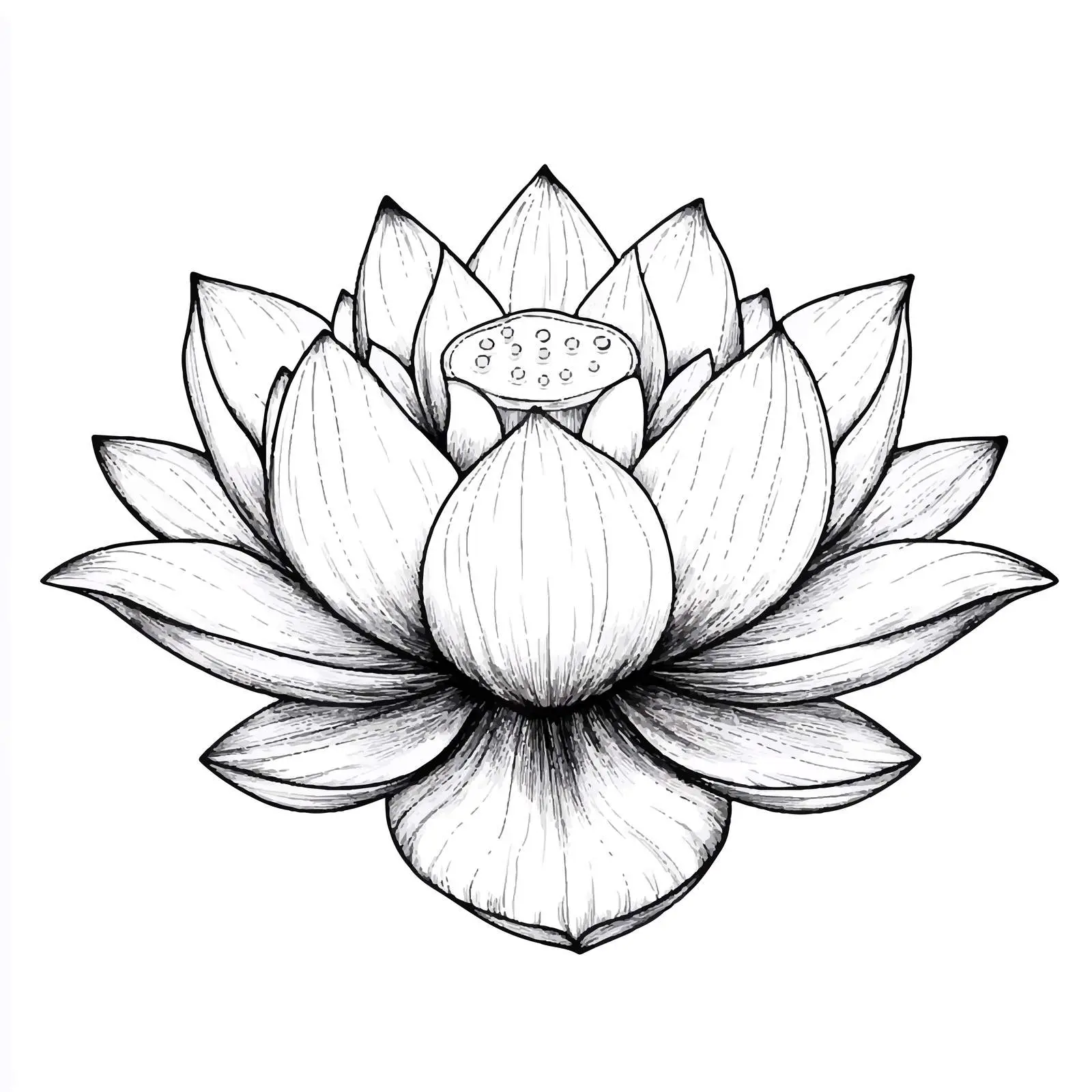 Hand Drawn Lotus Flower Sketch on White Background — free download from Dotvec