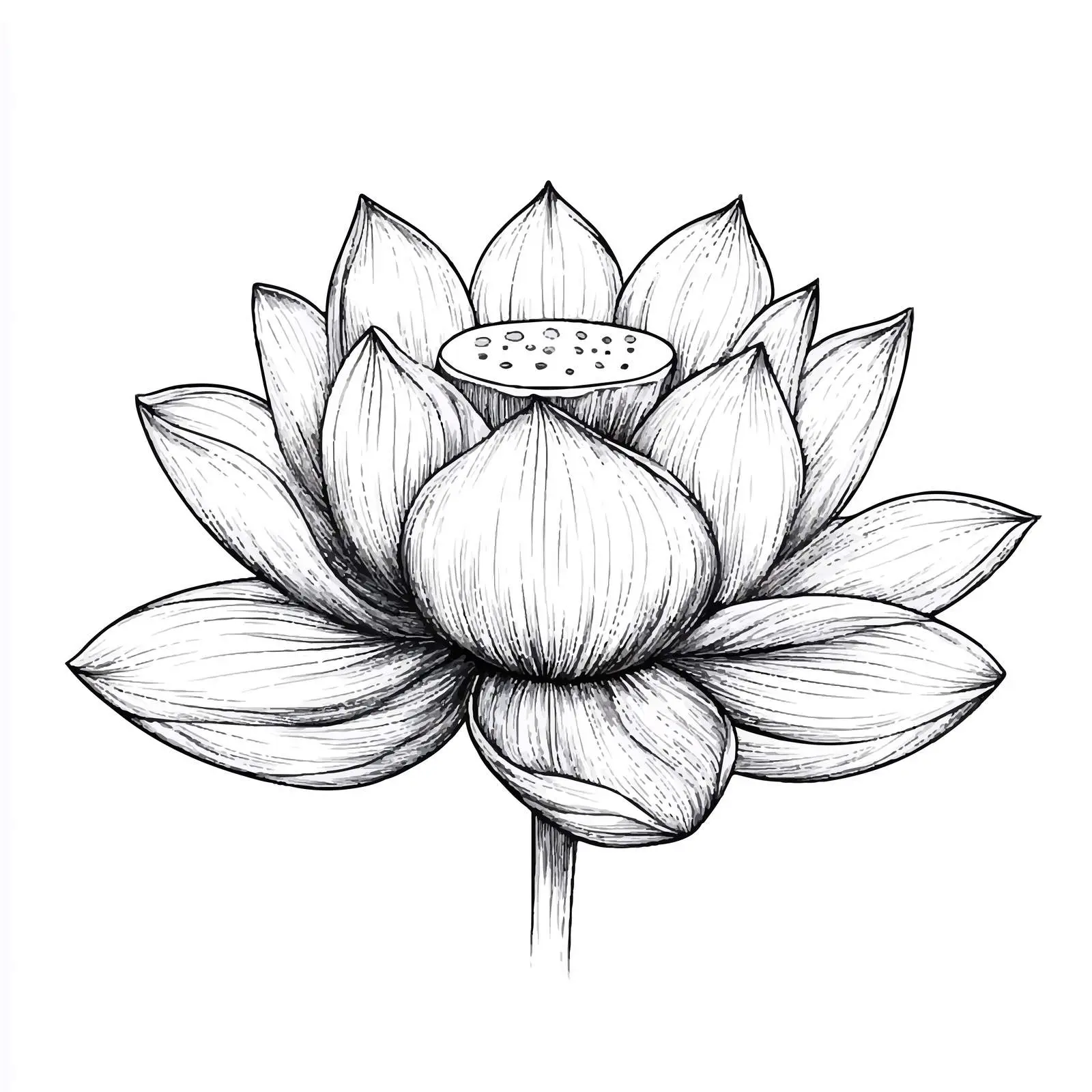 Hand Drawn Lotus Flower Sketch Vector — free download from Dotvec