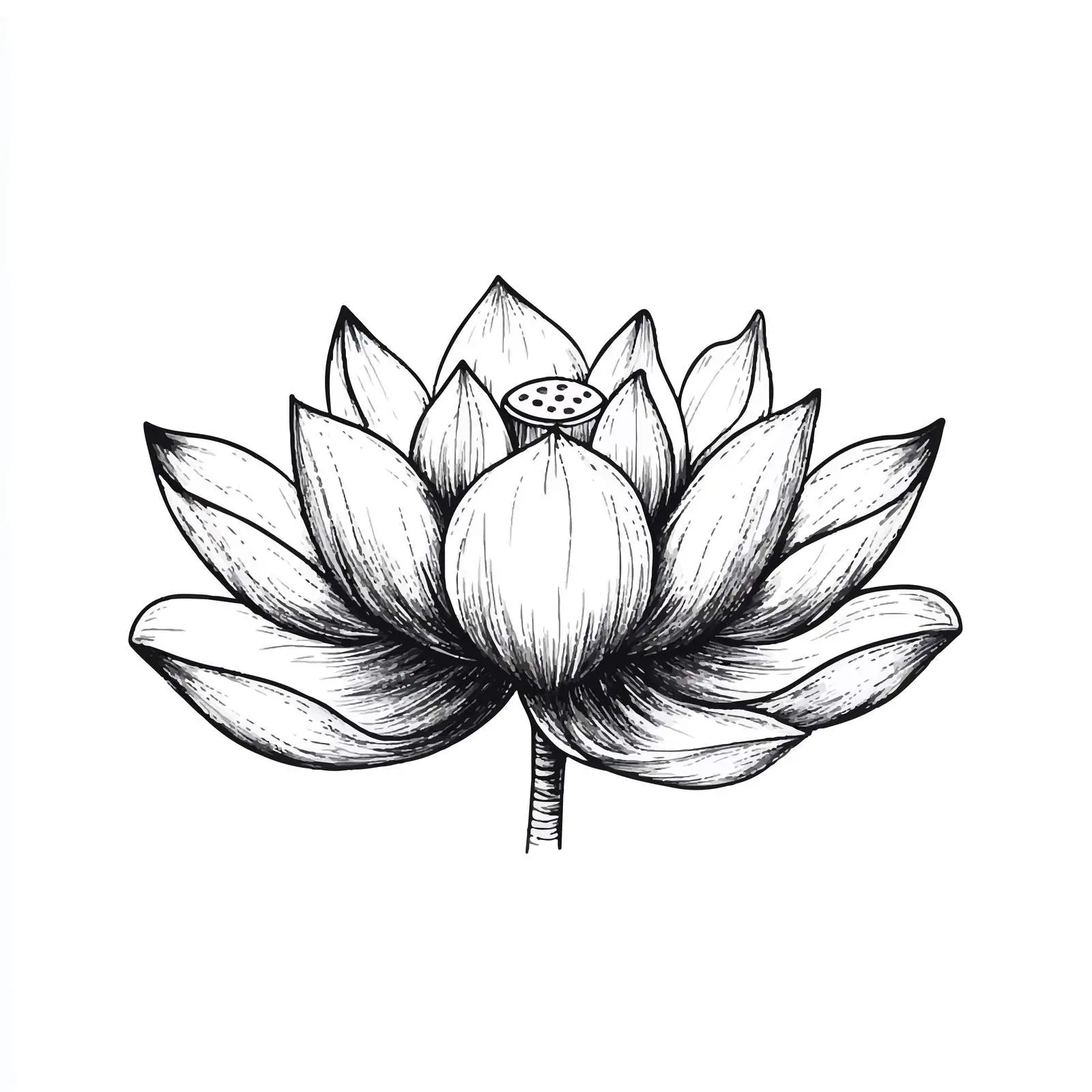 Hand Drawn Lotus Flower Sketch on White Background — free download from Dotvec