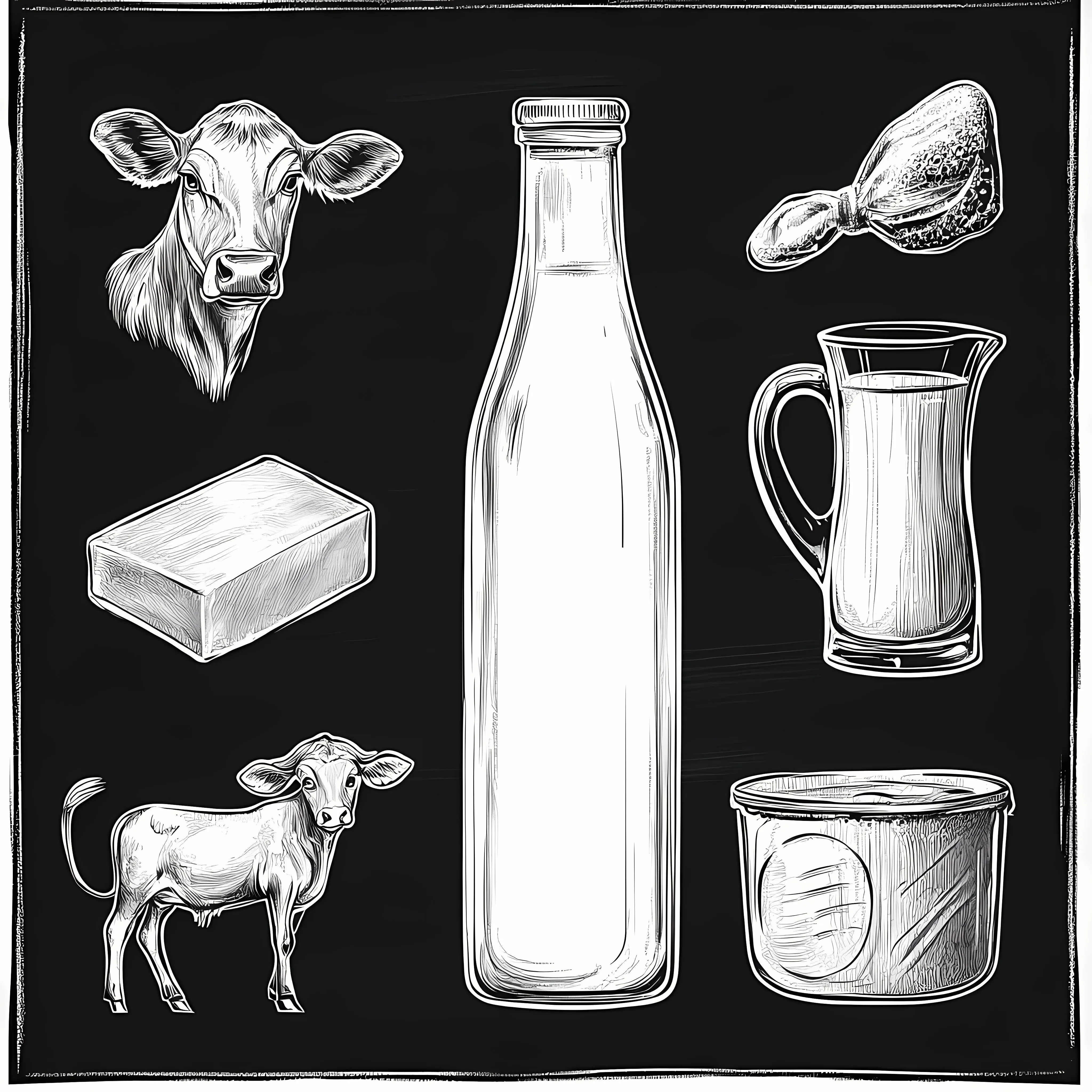 Hand Drawn Milk Bottle and Glass Sketches — free download from Dotvec