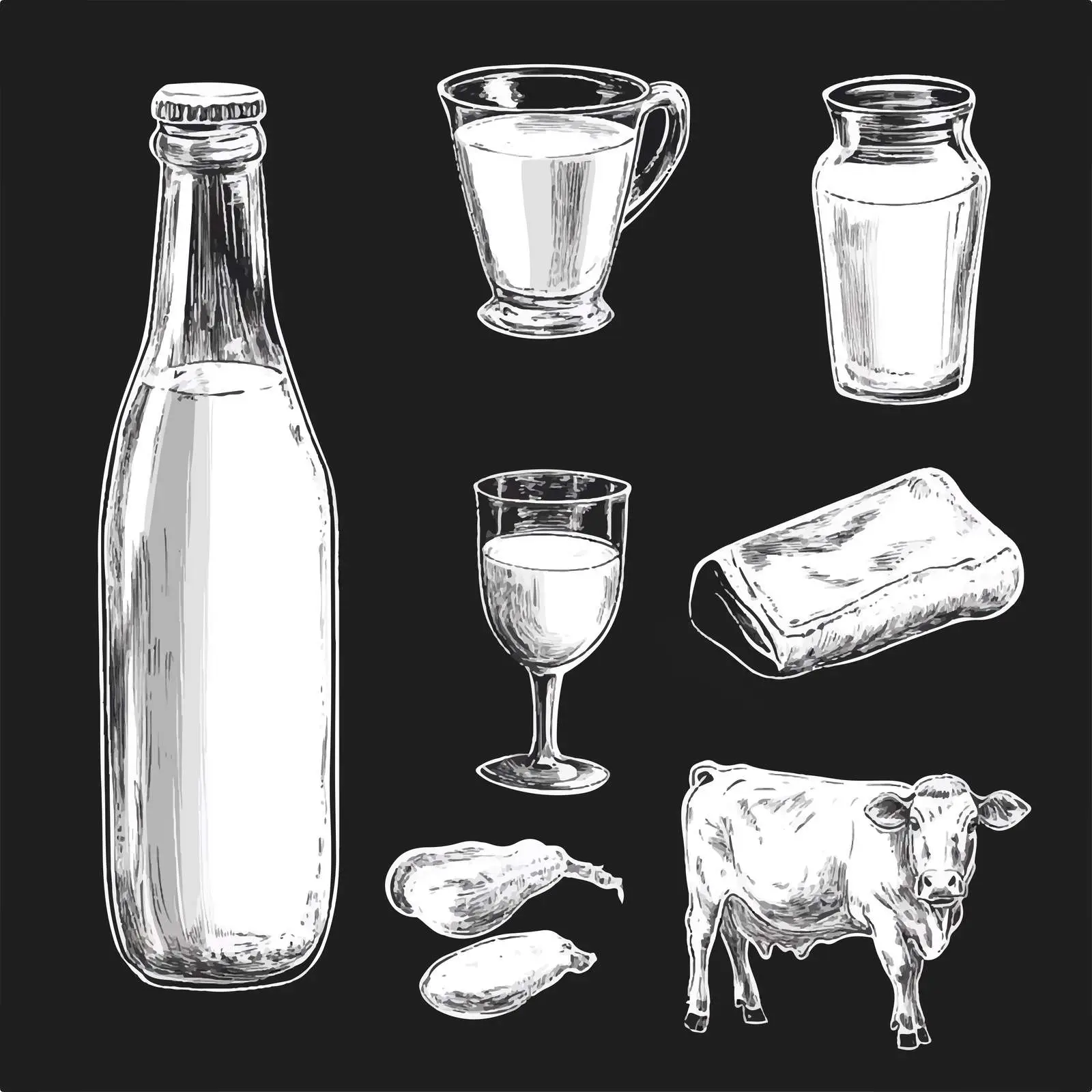 Hand Drawn Milk Sketch Collection — free download from Dotvec