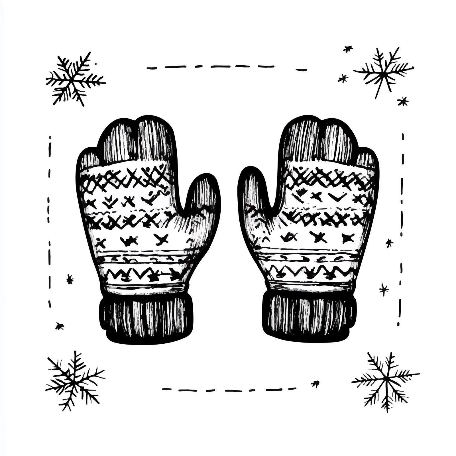 Hand Drawn Mittens Sketch on White Background – free knitwear image from Dotvec