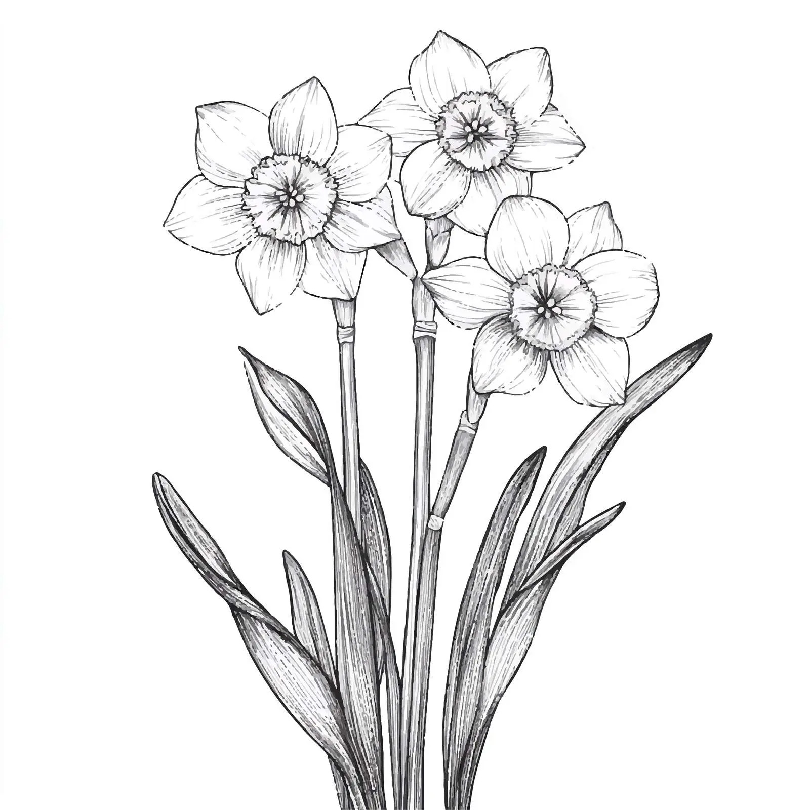 Hand-Drawn Narcissus Flower on White Background — free download from Dotvec