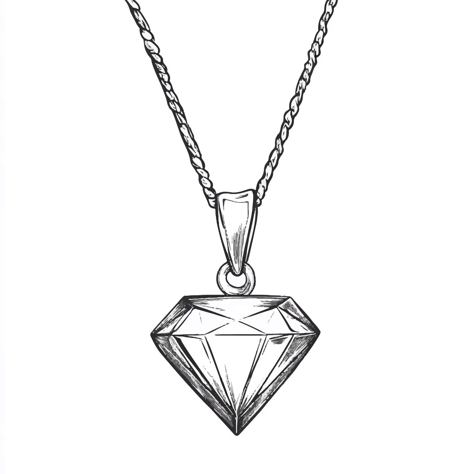 Elegant Hand-Drawn Necklace with Diamond Design — free download from Dotvec