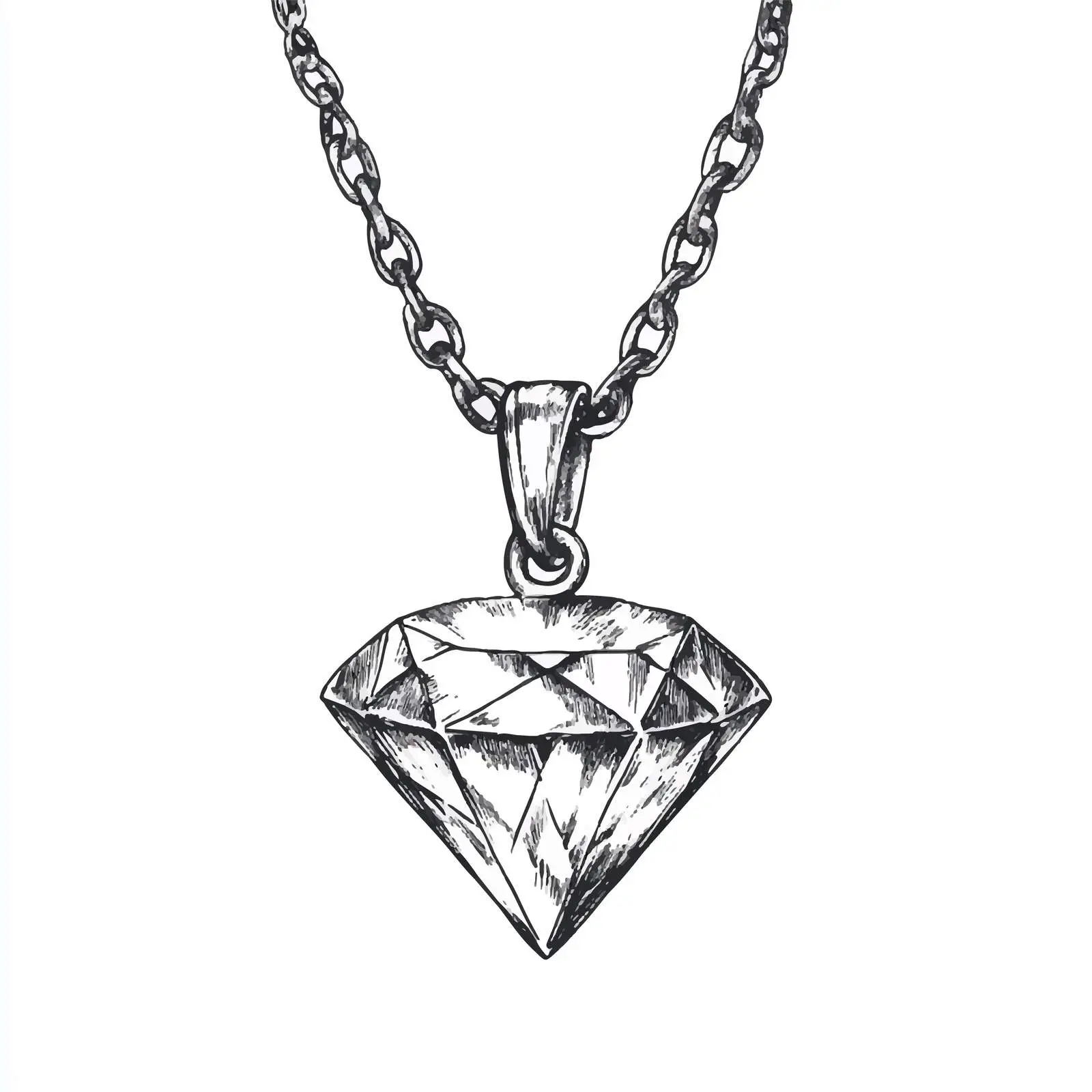 Hand-Drawn Necklace with Diamond Sketch — free download from Dotvec