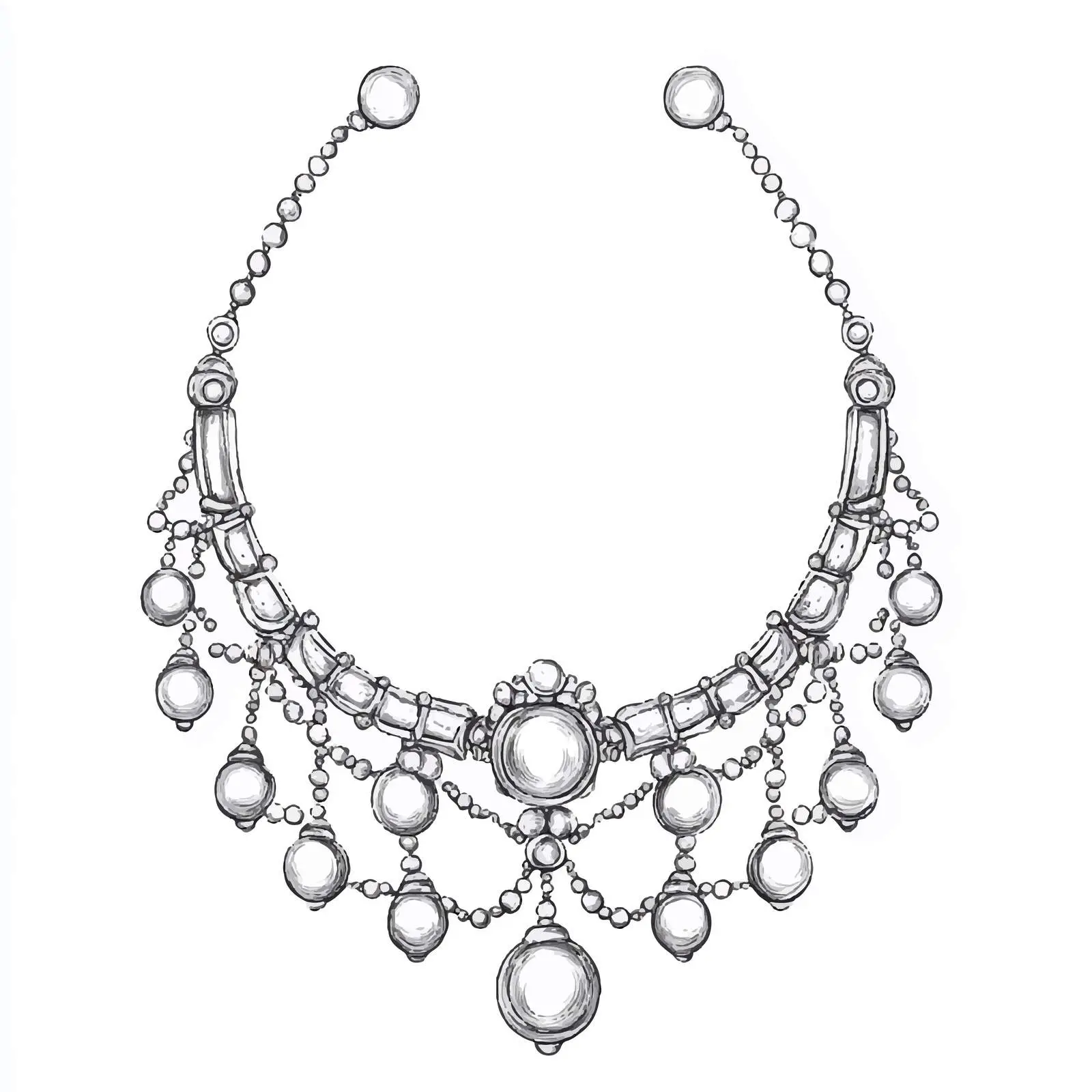 Hand Drawn Pearl Necklace Illustration — free download from Dotvec