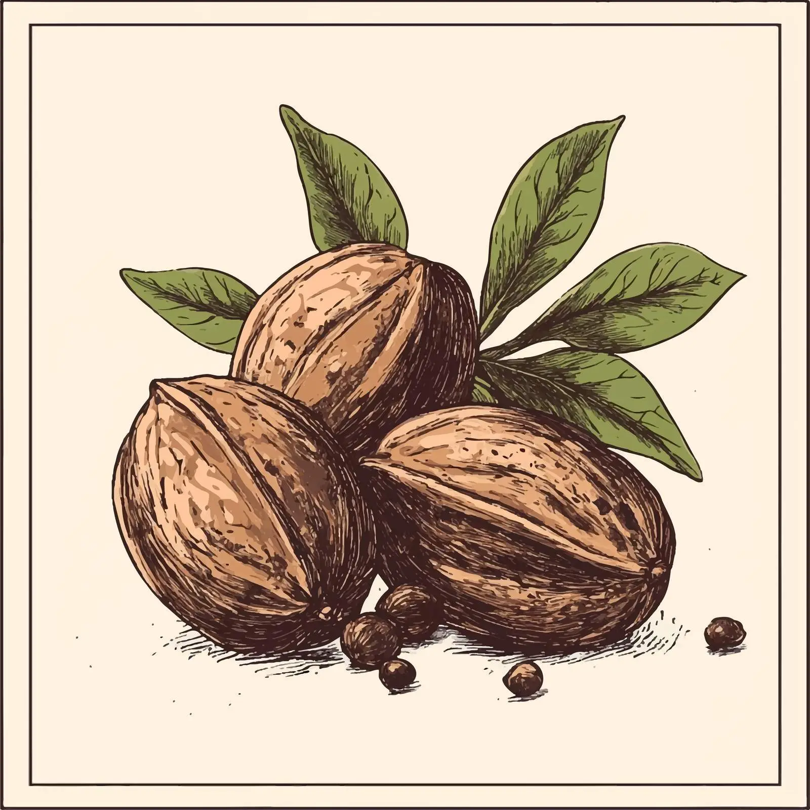 Hand Drawn Nutmeg Vector Illustration — free download from Dotvec
