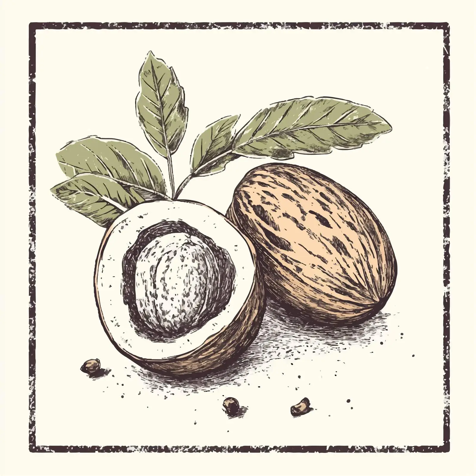 Hand-Drawn Nutmeg Herb Sketch Vector Design — free download from Dotvec