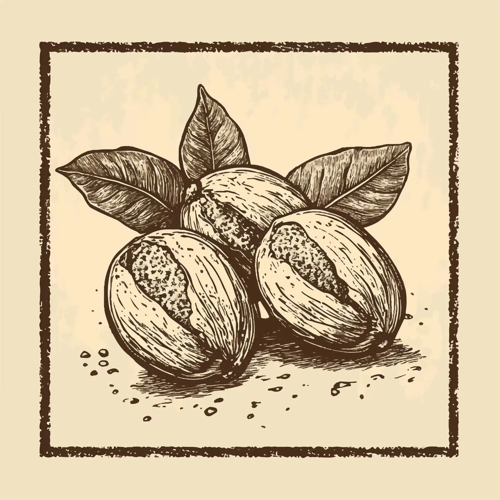 Hand-Drawn Nutmeg on Beige Background — free download from Dotvec
