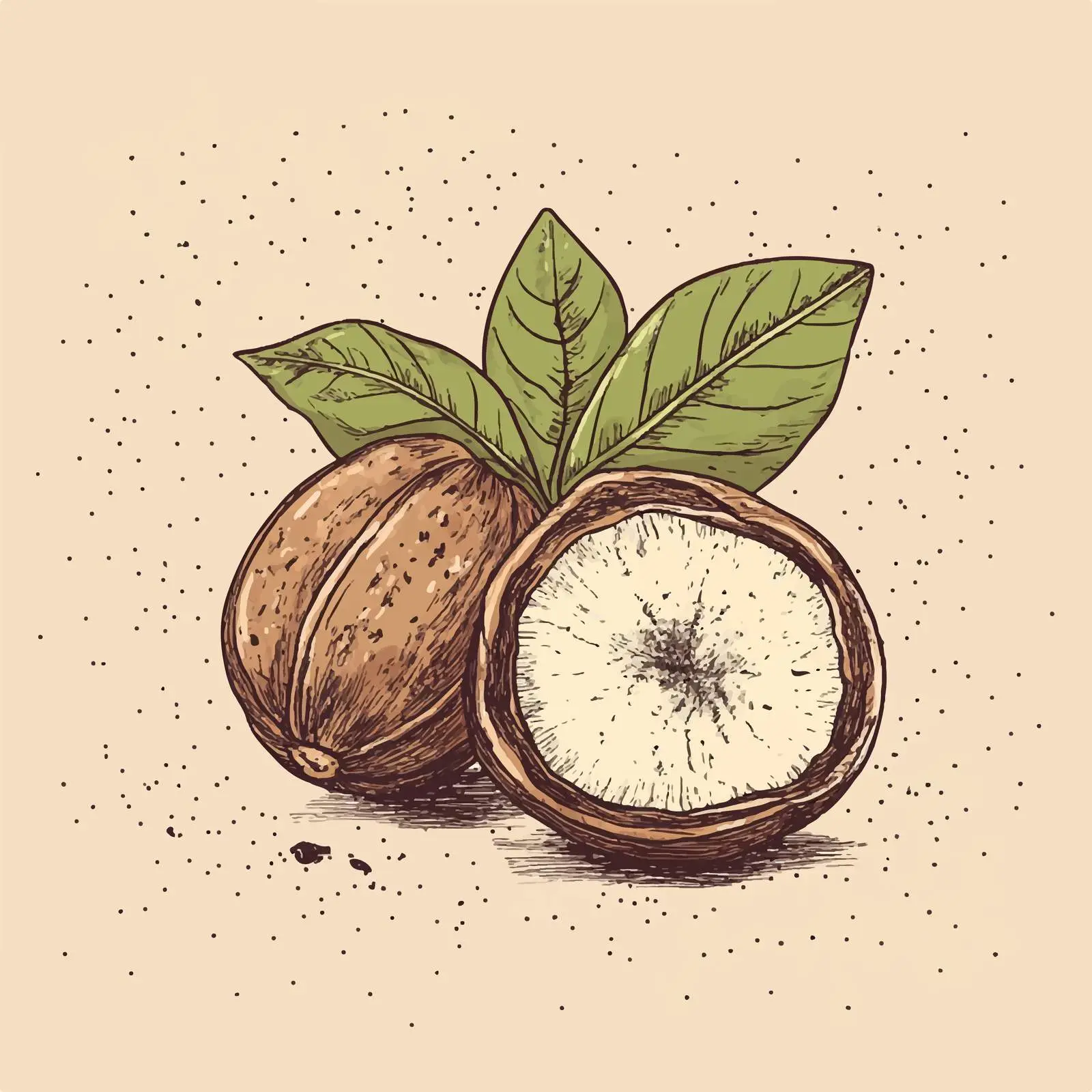 Hand-Drawn Nutmeg on Beige Background — free download from Dotvec
