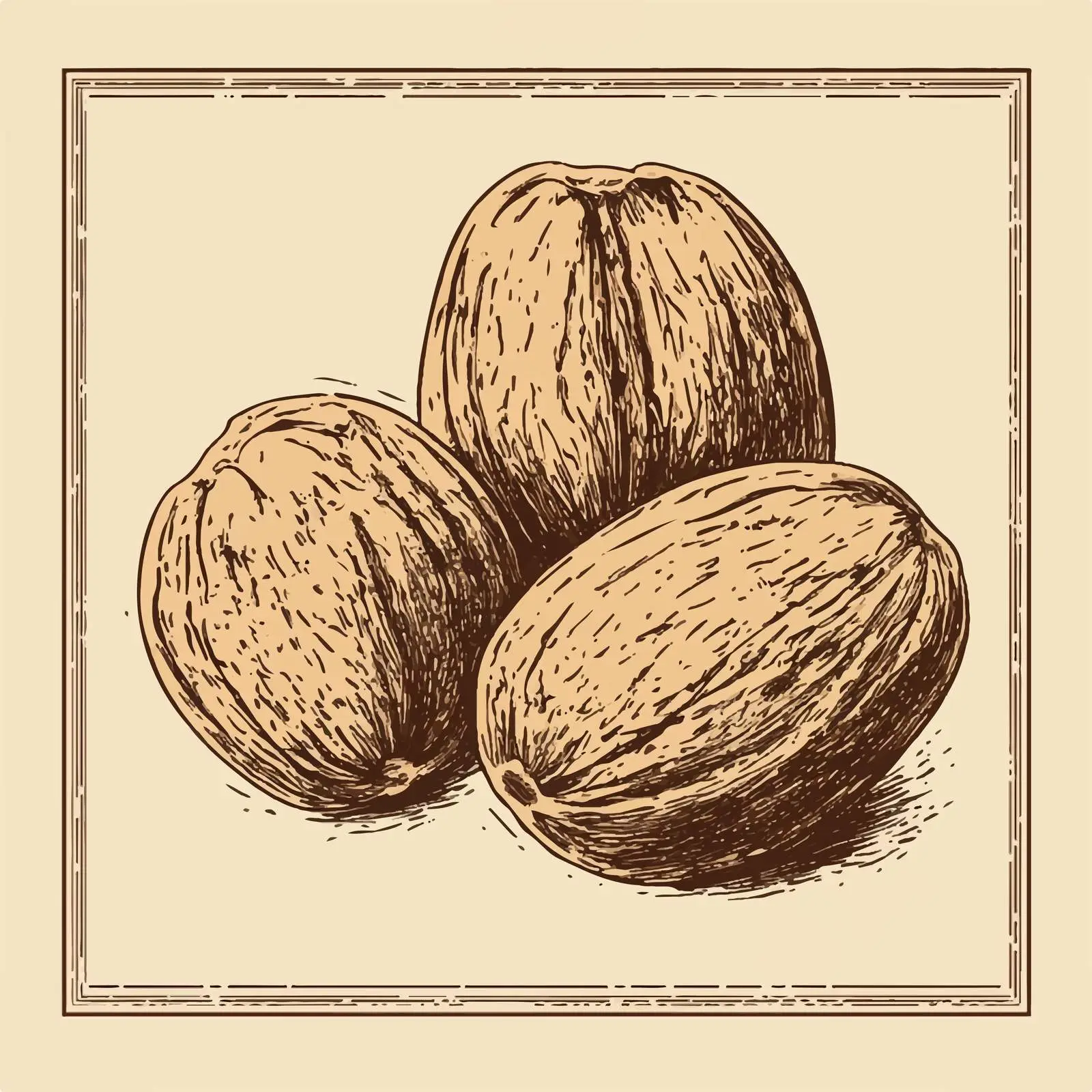 Hand-Drawn Nutmeg Illustration on Beige Background — free download from Dotvec