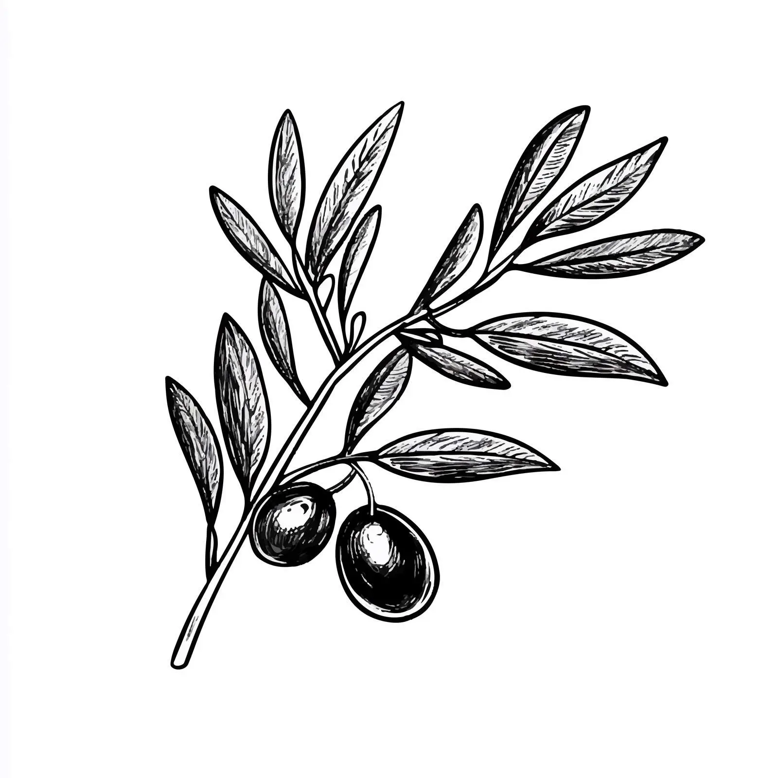 Hand Drawn Olive Branch Sketch on White Background — free download from Dotvec