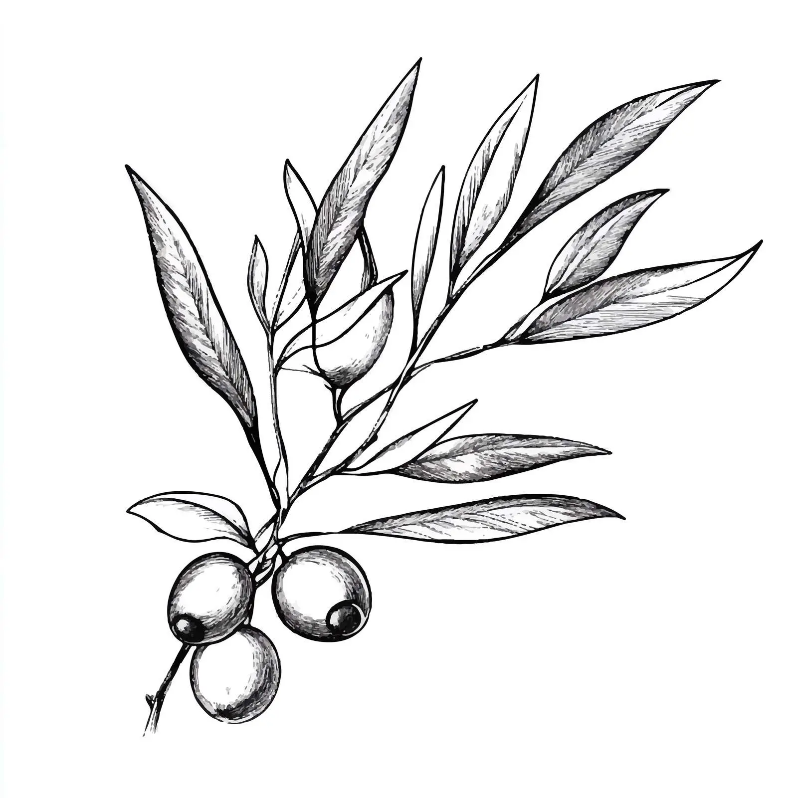 Hand-Drawn Olive Branch Sketch for Design Use — free download from Dotvec