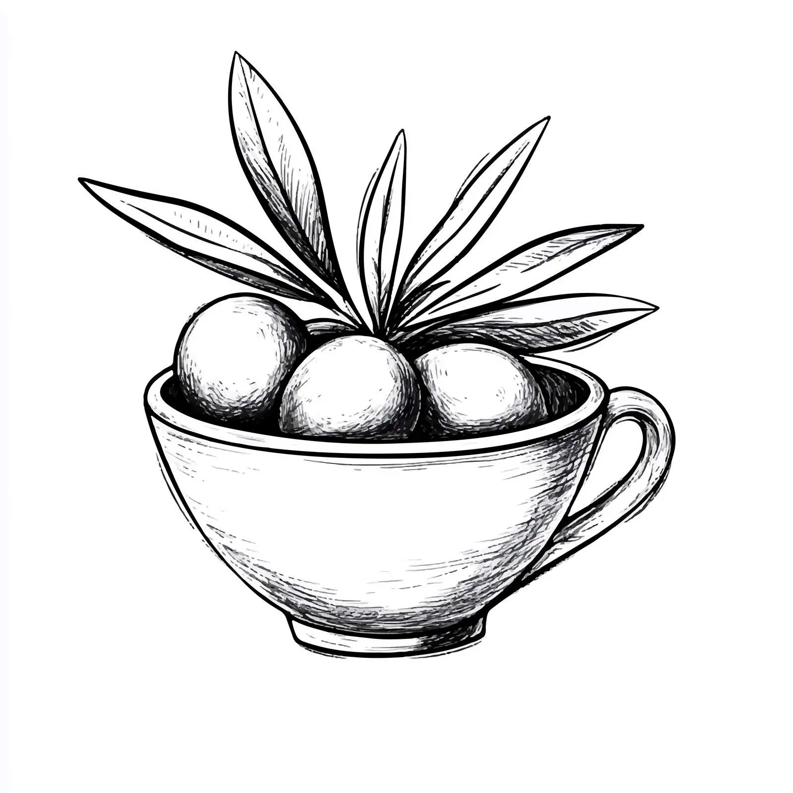 Hand Drawn Olive Sketch in a Cup — free download from Dotvec